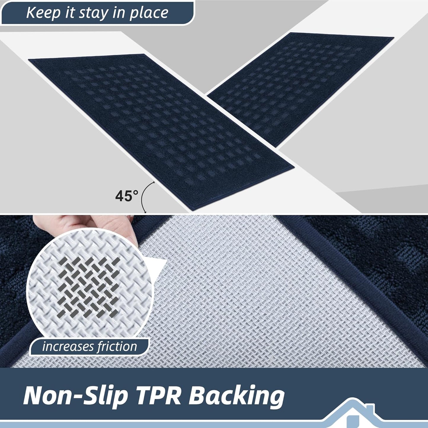 BEQHAUSE Waffle Door Mats Indoor 24"x36", Dog Mat for Muddy Paws Absorbent and Dirt Resist Floor Mats Non-Slip Washable Rugs for Entryway, Welcome Mat for Front Back Door, Muddy Wet Shoes, Navy Blue