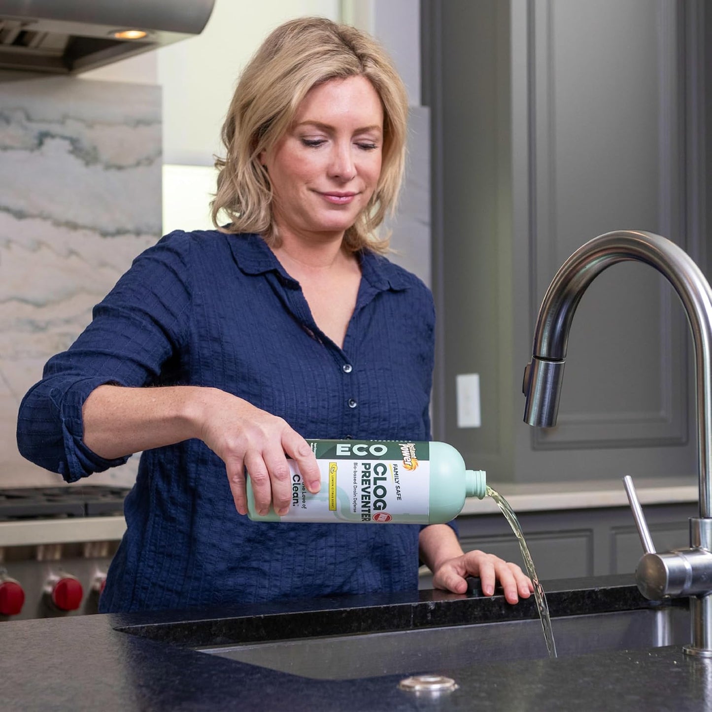 Instant Power Eco Clog Preventer - Enzyme Drain Cleaner Liquid and Deodorizer for Sink, Shower, Toilet, Garbage Disposal Cleaner, Bio-Based Drain Defense, Smell Remover and Odor Eliminator - 32 fl oz