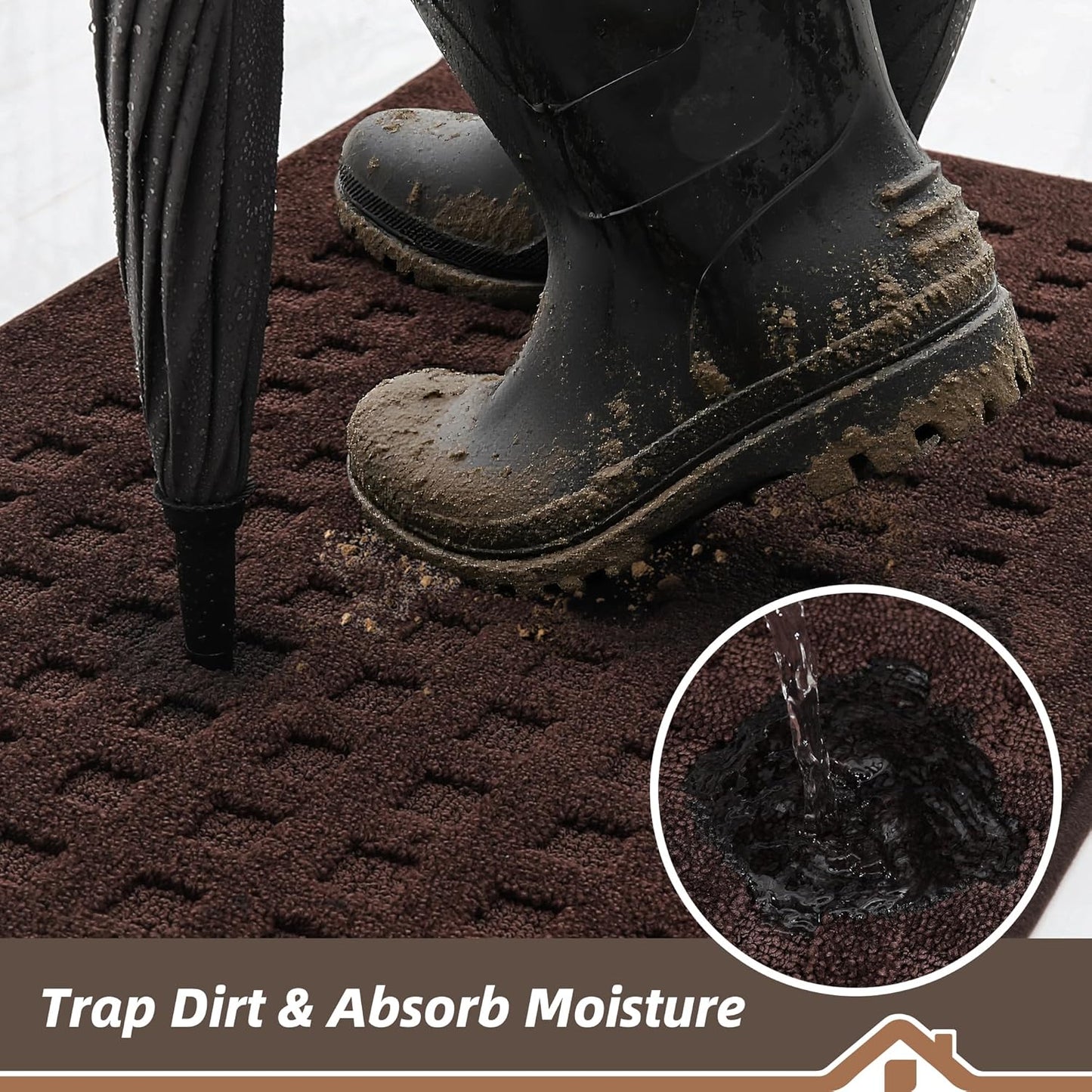 BEQHAUSE Waffle Door Mats Indoor 32"x48", Dog Mat for Muddy Paws Absorbent and Dirt Resist Floor Mats Non-Slip Washable Rugs for Entryway, Welcome Mat for Front Back Door, Muddy Wet Shoes, Dark Brown