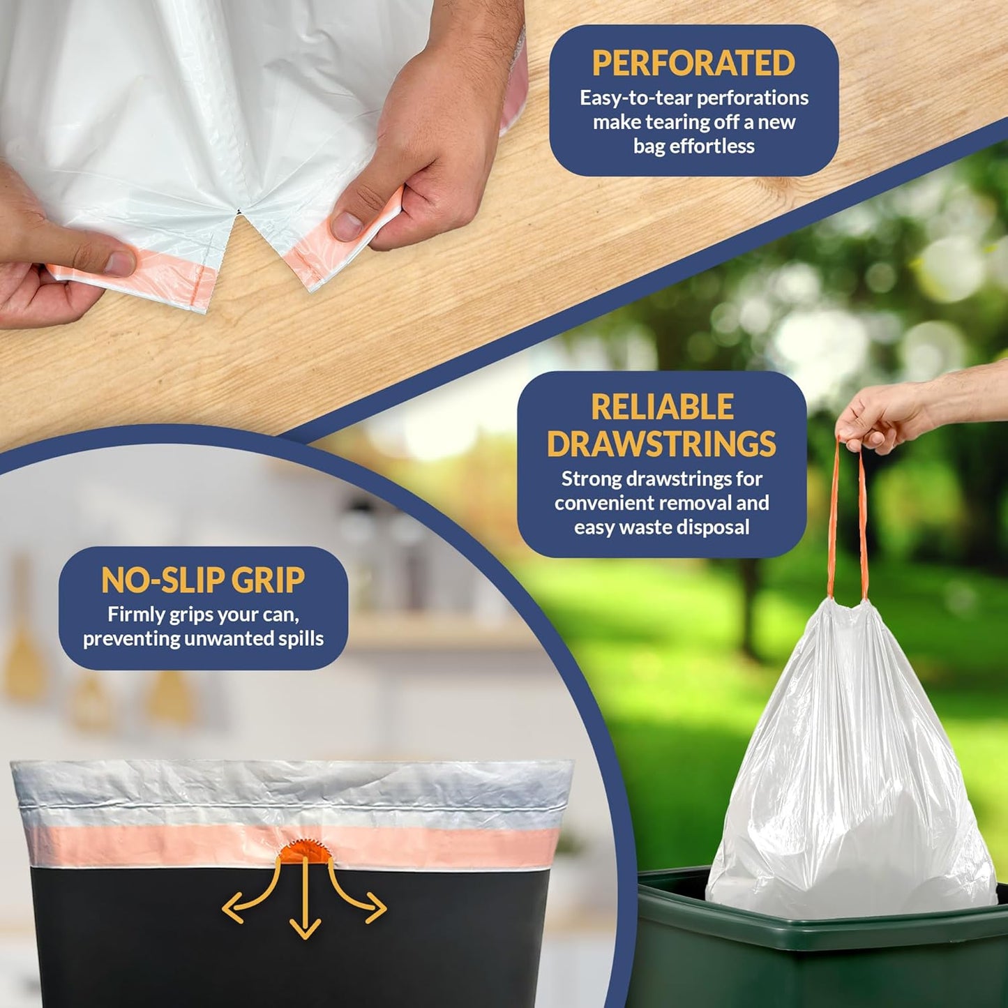 Reli. 18 Gallon Trash Compactor Bags (60 Pack) | 2 Mil Heavy Duty | Compatible with Kitchenaid, Whirpool, GE 15 Inch Compactors | No Slip Drawstring Kitchen Trash Bags | Leak-Proof & Tear Resistant