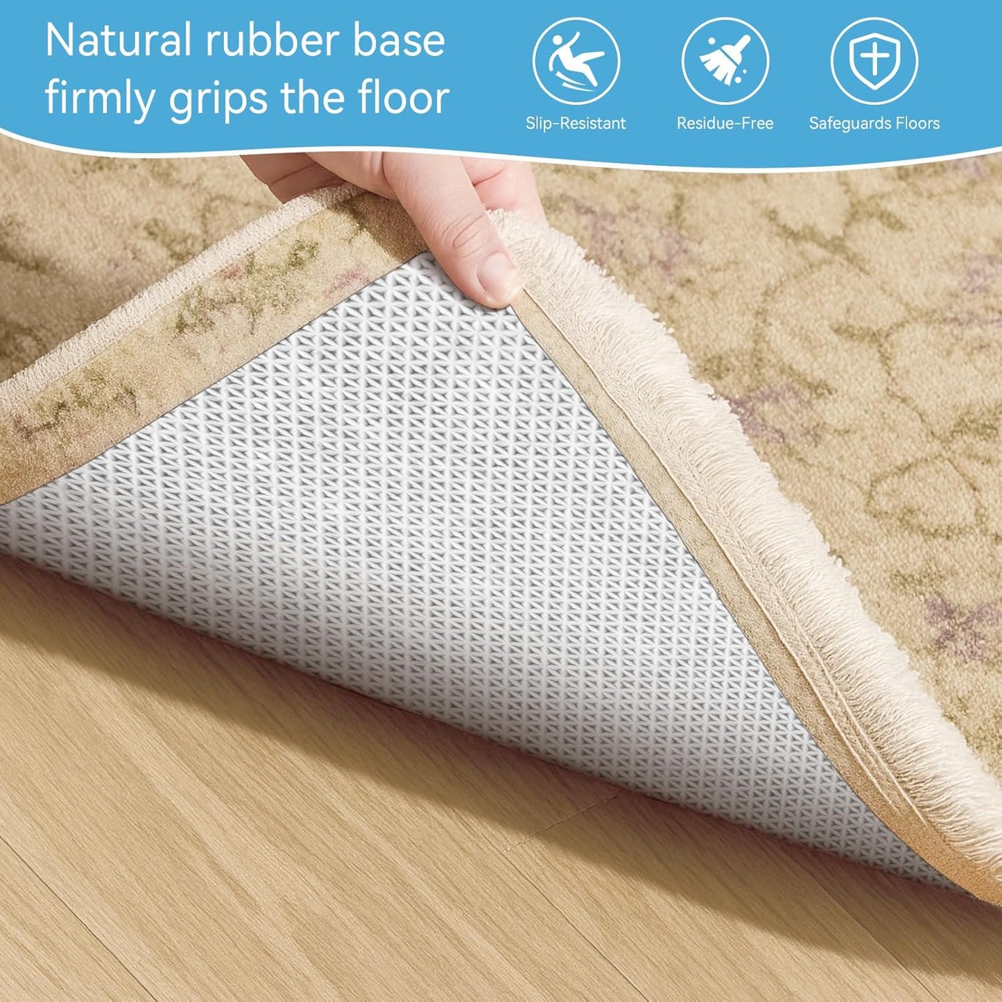 Warmstar 6x9 FT Non Slip Rug Pad,100% Waterproof Felt Rug Pad for Hardwood Floors,1/4” Thick Soft Carpet Pad with Natural Rubber Backing, Secure Grip & Floor Protection