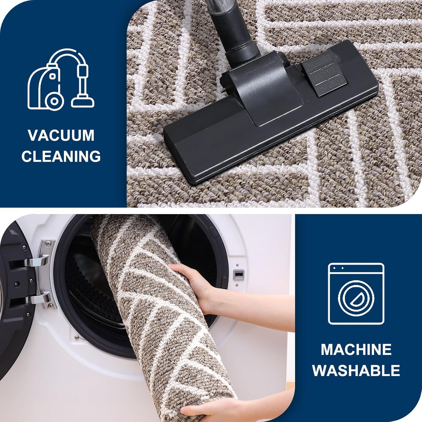 OLANLY Runner Indoor Door Mat, 47x23 Inch, Dirt Resistant and Absorbent, Non-Slip Rubber Backing Floor Mats, Easy Clean Low-Profile Doormat for Entryway, Front Door, and Inside Entrance, Khaki