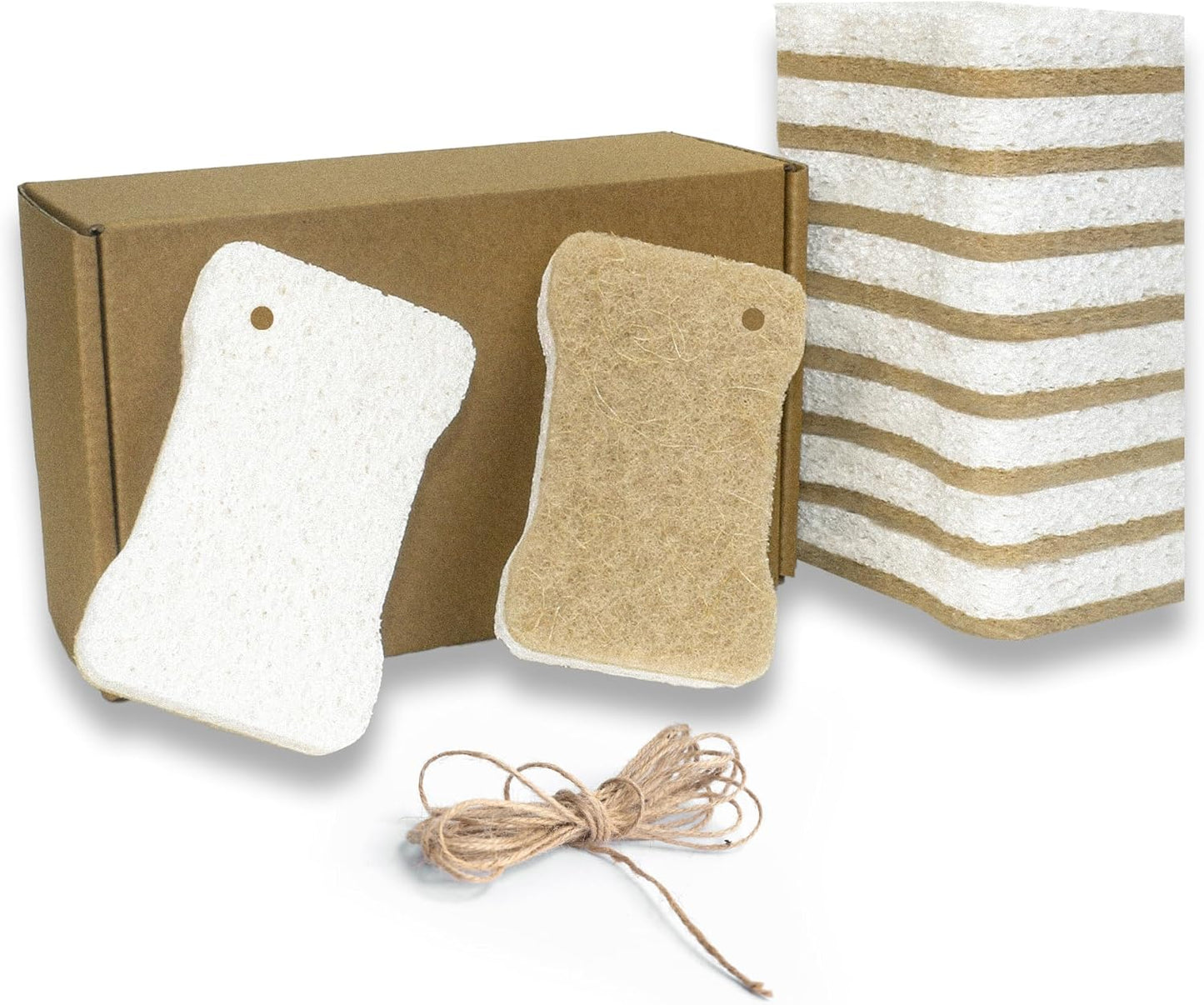 Organic Compostable Biodegradable Cellulose Sponges for Cleaning Kitchen Dishes/Sink/Pot/Potato, 10 Pack