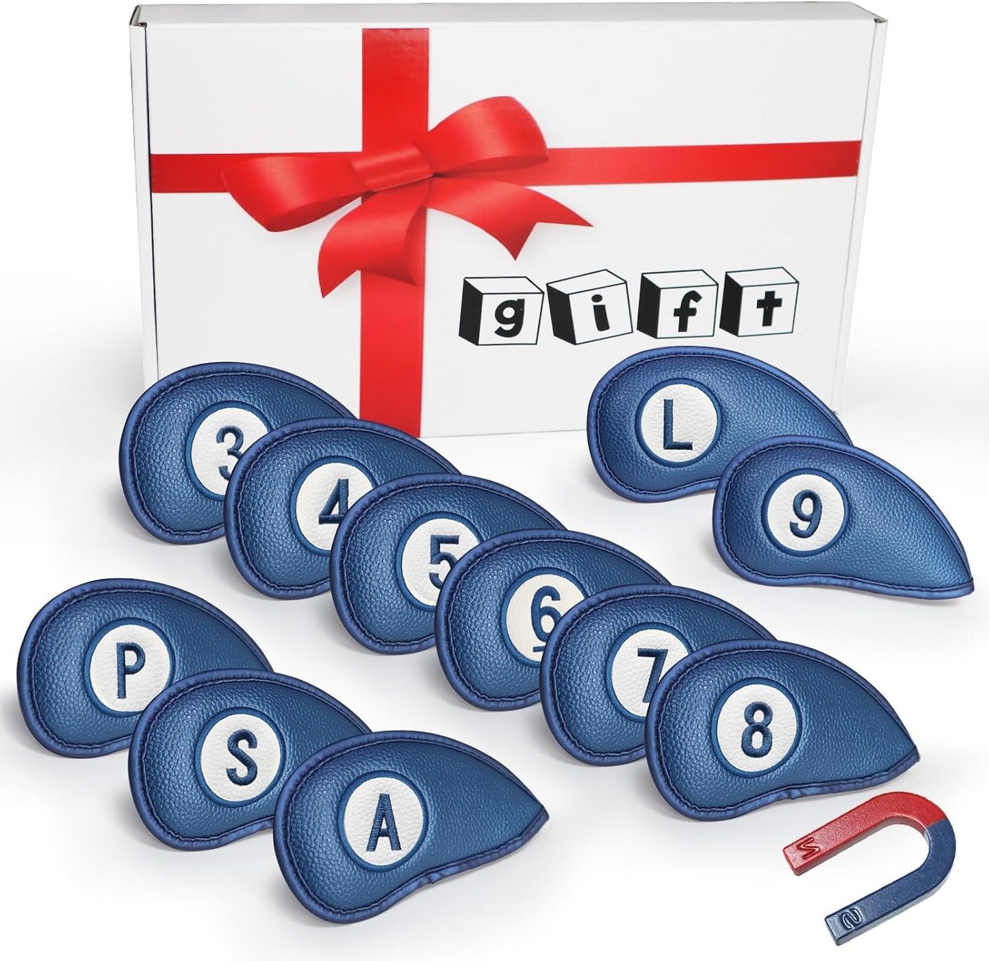 FINGER TEN Golf Club Covers for Irons Magnetic Value 11 Pack, Synthetic Leather Deluxe Head Cover Set Headcovers for Irons Fit Main Iron Clubs