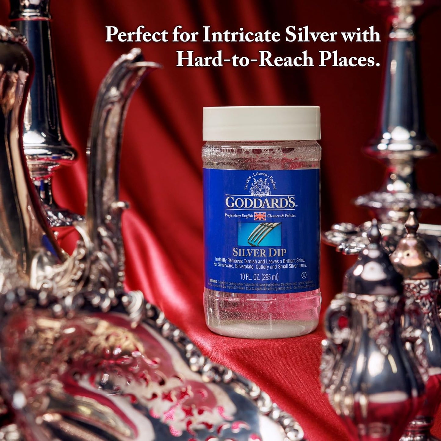 Goddard’s Silver Cleaner Dip – Silver Jewelry Cleaner Solution for Filigree Metalwork & Small Items – Professional Use Silver Tarnish Remover – Silverware Cleaning Supplies (10 oz)