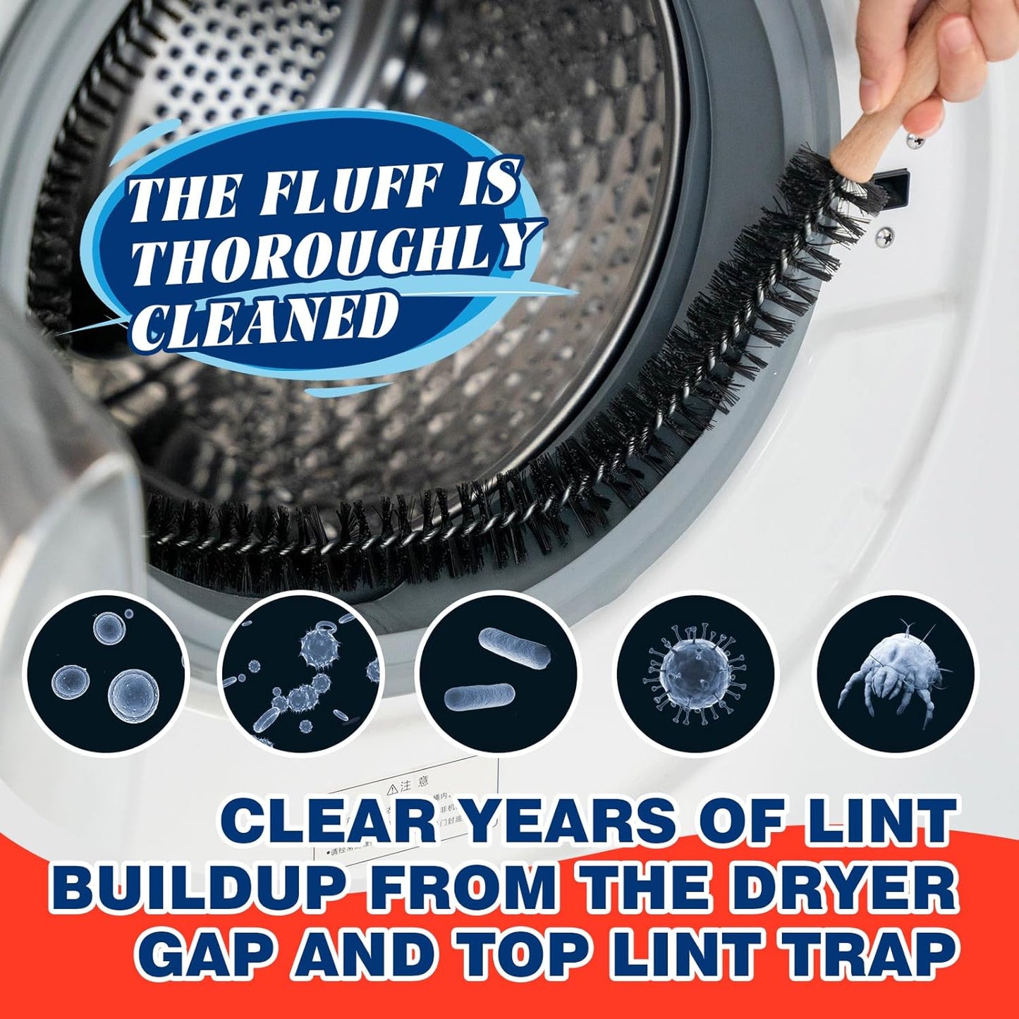 Dryer Vent Cleaner Kit, Bluesea 33-Piece Omnidirectional Dryer Cleaning Kit Include 35 Feet Dryer Vent Brush, Upgrade Noiseless Dryer Lint Vacuum Attachment, Lint Trap Brush, Vacuum & Dryer Adapters