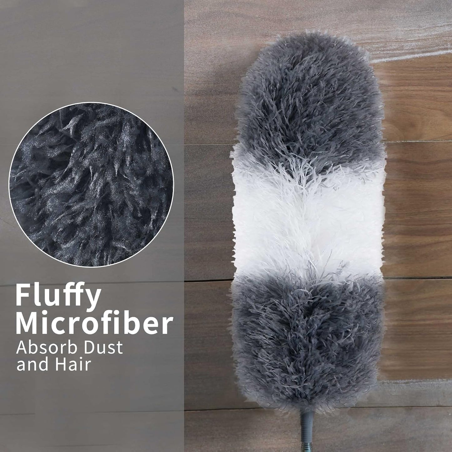 BOOMJOY Microfiber Feather Duster with 100 Inches Extendable Pole, 2 Pack Dusters for Cleaning Ceiling, Fan, Furniture