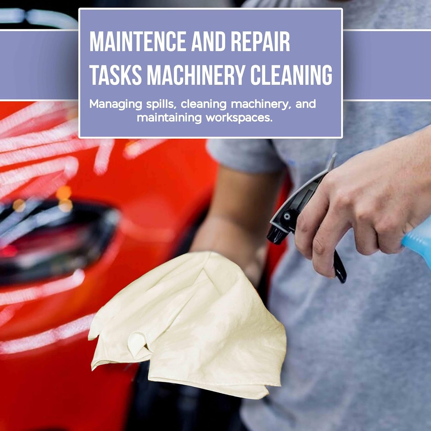 WHITEWRAP Shop Towels| Multipurpose Commercial and Residential Shop Cleaning|Car Wash, Polish, Housewares, Coffee Machine, Restaurant, Bathrooms, Electronics, Auto Garage | 50Pack 14"x12" Natural