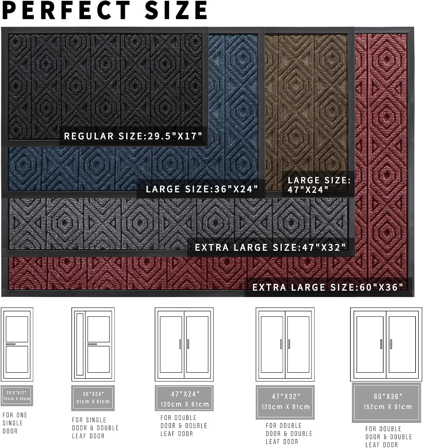 Yimobra Door Mat, Outdoor Indoor Entrance Welcome Mat, Heavy Entry Front Door Mat, Stain & Fade Resistant, Low Profile, Sturdy Rubber, Easy Clean Patio Floor Mat, Waterproof, 36 x 24, Light Beige