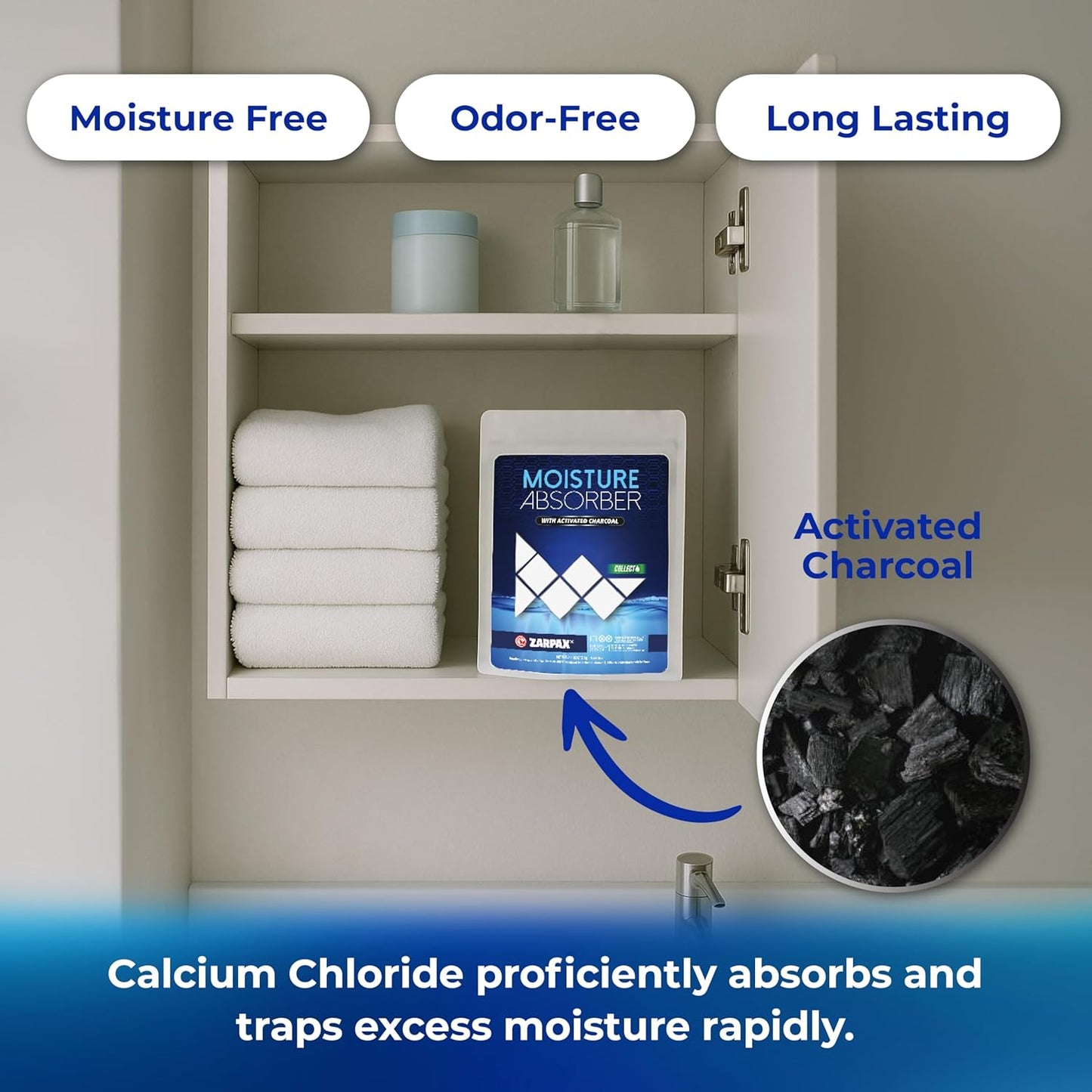 Moisture Absorber Sachets Activated Charcoal 7.5 oz/212g - Remove Excess Moisture In Air & Odor - Desiccant Dehumidifier for Closet, Drawer, Storage - Dampness & Humidity Control - Set of 20