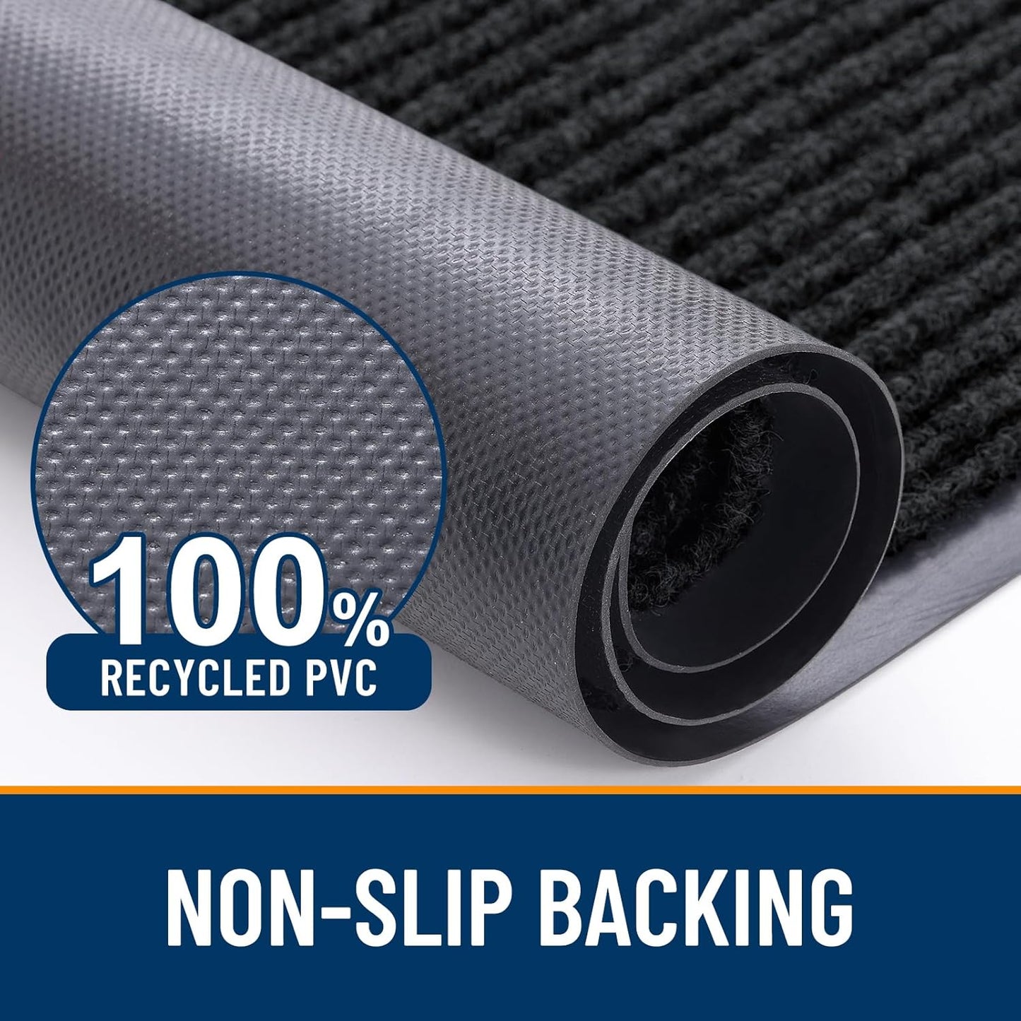 OLANLY Front Door Mat Indoor Outdoor Entrance, Waterproof Heavy Duty Doormat, Fade Resistant, Low Profile, Easy Clean Patio Porch Welcome Floor Mats for Entry, 40x32, Black