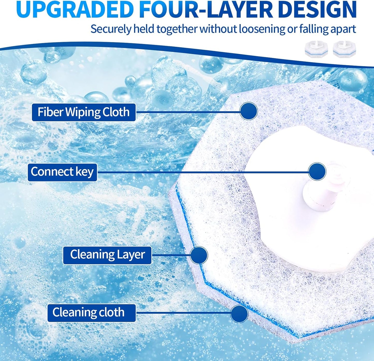 30 Count Disposable Toilet Brush Heads, Toilet Bowl Wand Refills for Toilet Cleaning, toilet scrubber refill，disposable toilet brush headrefills，Toilet Cleaning Sponges Heads for Bathtub, Floor, Drain