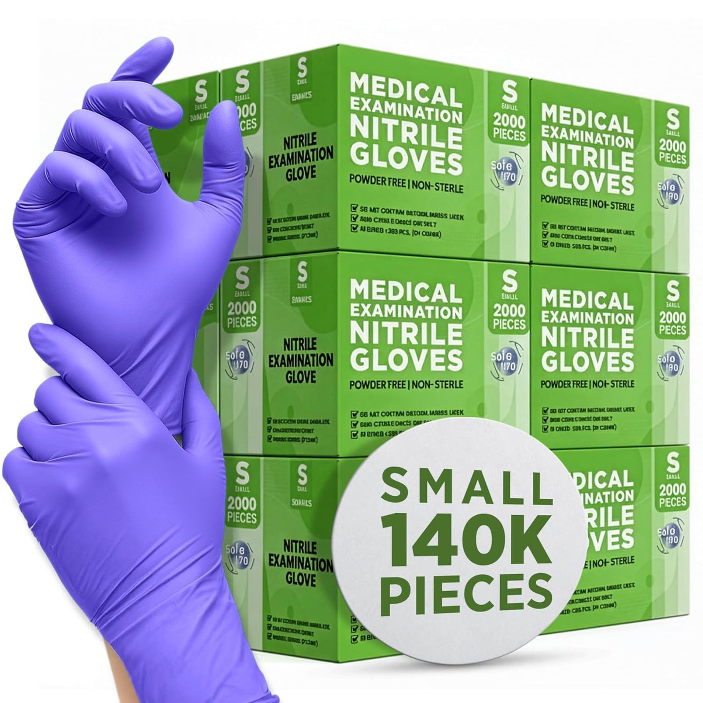 SAFEWAY Nitrile Disposable Gloves — Multi-Purpose Powder-Free, Non-Latex, Medical Use, and Textured Fingertips for Food Prep, Cleaning, Tattoo, Nursing, Lab, Examination, & More — (140000pcs, Small)
