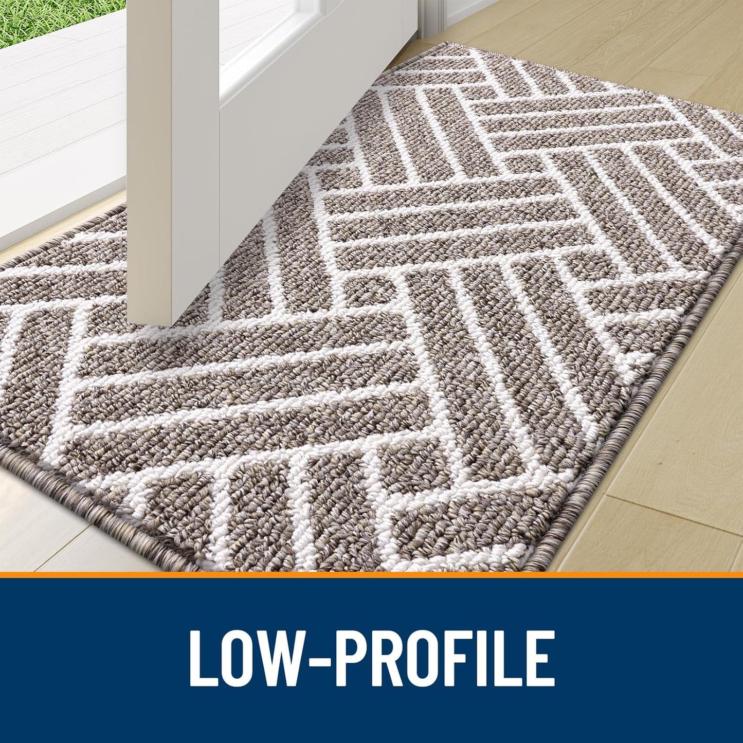 OLANLY Runner Indoor Door Mat, 47x23 Inch, Dirt Resistant and Absorbent, Non-Slip Rubber Backing Floor Mats, Easy Clean Low-Profile Doormat for Entryway, Front Door, and Inside Entrance, Khaki