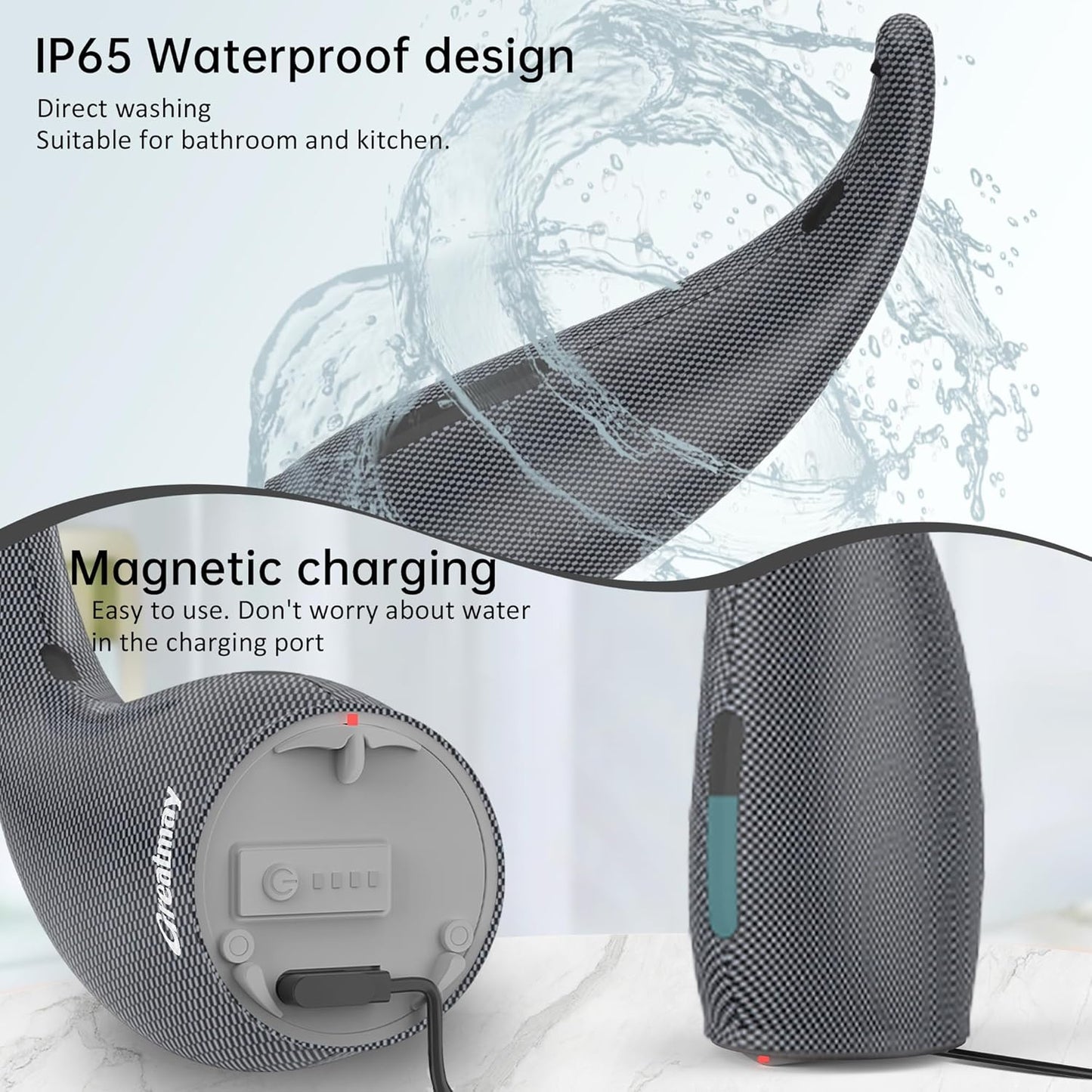 Adjustable Automatic Soap Dispenser Touchless, 4 Adjustable Levels Touchless Sensor Liquid Soap Pump Dispenser，300ml Rechargeable Magnetic Charging Hand Soap Dispenser for Kitchen，Bathroom