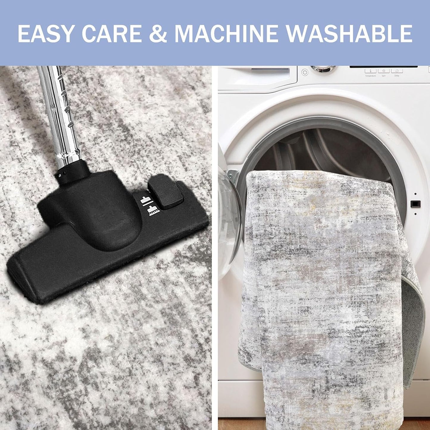 IOHOUZE Abstract Runner Rug 2x8 Ft Washable Runners for Hallways, Non Slip Kitchen Runner Printed Faux Wool Entryway Runner Indoor, Modern Abstract Floor Carpet for Hall Kitchen Bedroom, Grey Beige