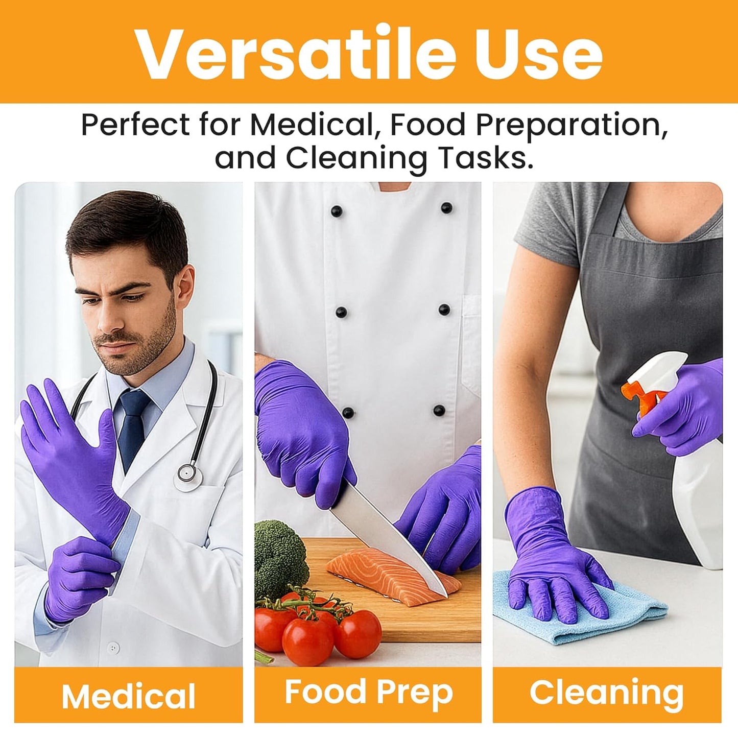 SafeWay Nitrile Disposable Gloves — Multi-Purpose Powder-Free, Non-Latex, Medical Use, and Textured Fingertips for Food Prep, Cleaning, Tattoo, Nursing, Lab, Examination, & More — (6000 pcs, Large)