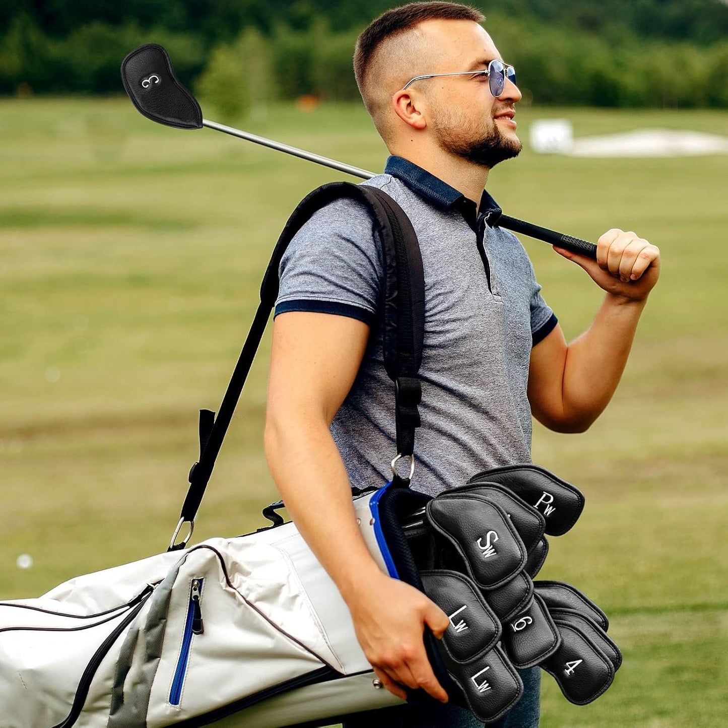 CRAFTSMAN GOLF 12pcs or 1pc Thick Synthetic Leather Golf Iron Head Covers Set Headcover Fit All Brands Callaway Ping Taylormade Cobra Etc. Also Custom Name