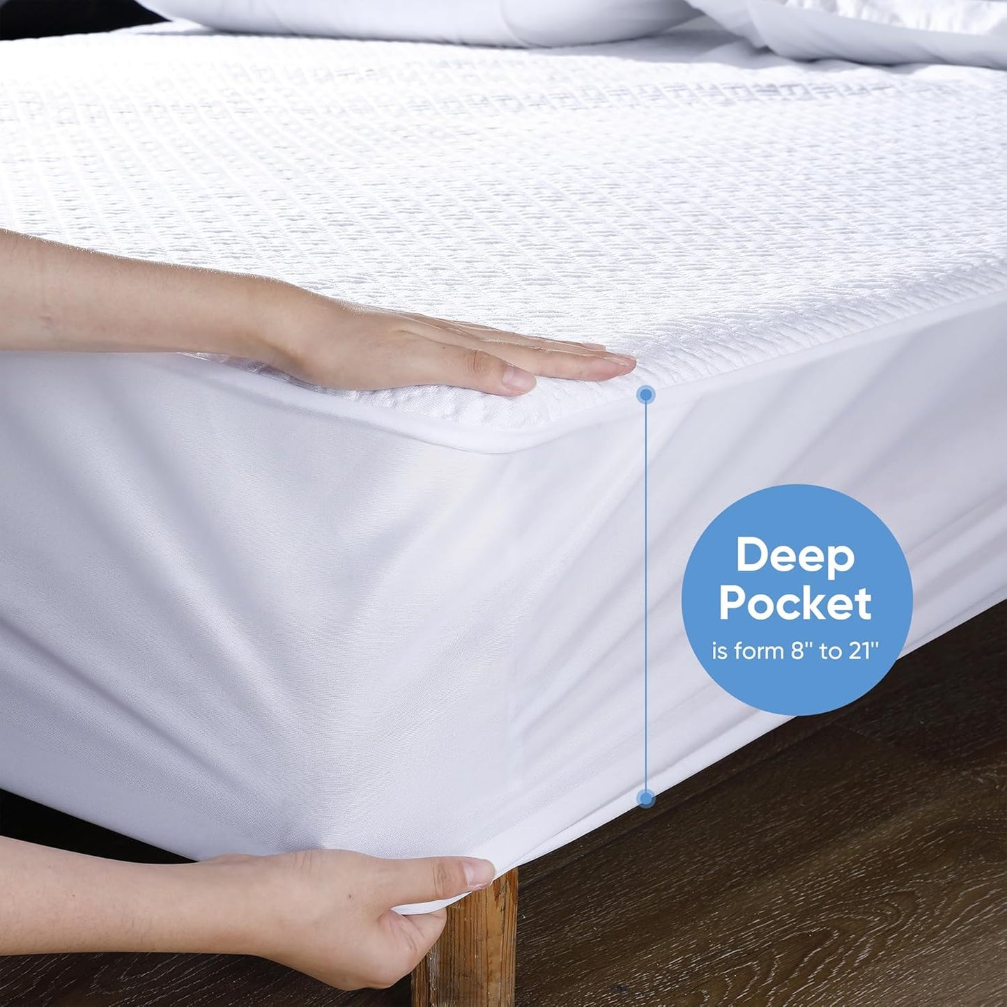 Cooling Waterproof Mattress Protector Full Size, Mattress Cover 3D Air Fabric Mattress Pad Cover Smooth Soft Breathable Noiseless, 8''-21'' Deep Pocket