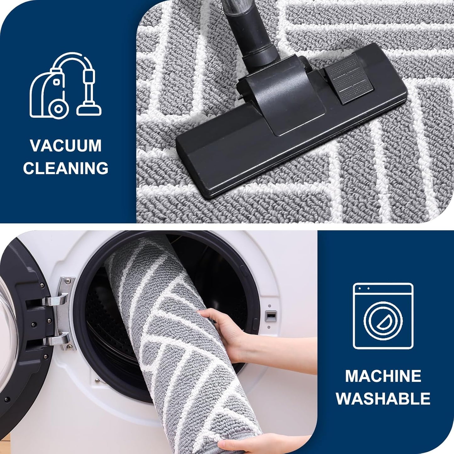 OLANLY Indoor Door Mat, 36x24 Inch, Dirt Resistant and Absorbent, Non-Slip Rubber Backing Floor Mats, Easy Clean Low-Profile Doormat for Entryway, Front Door, and Inside Entrance, Light Grey