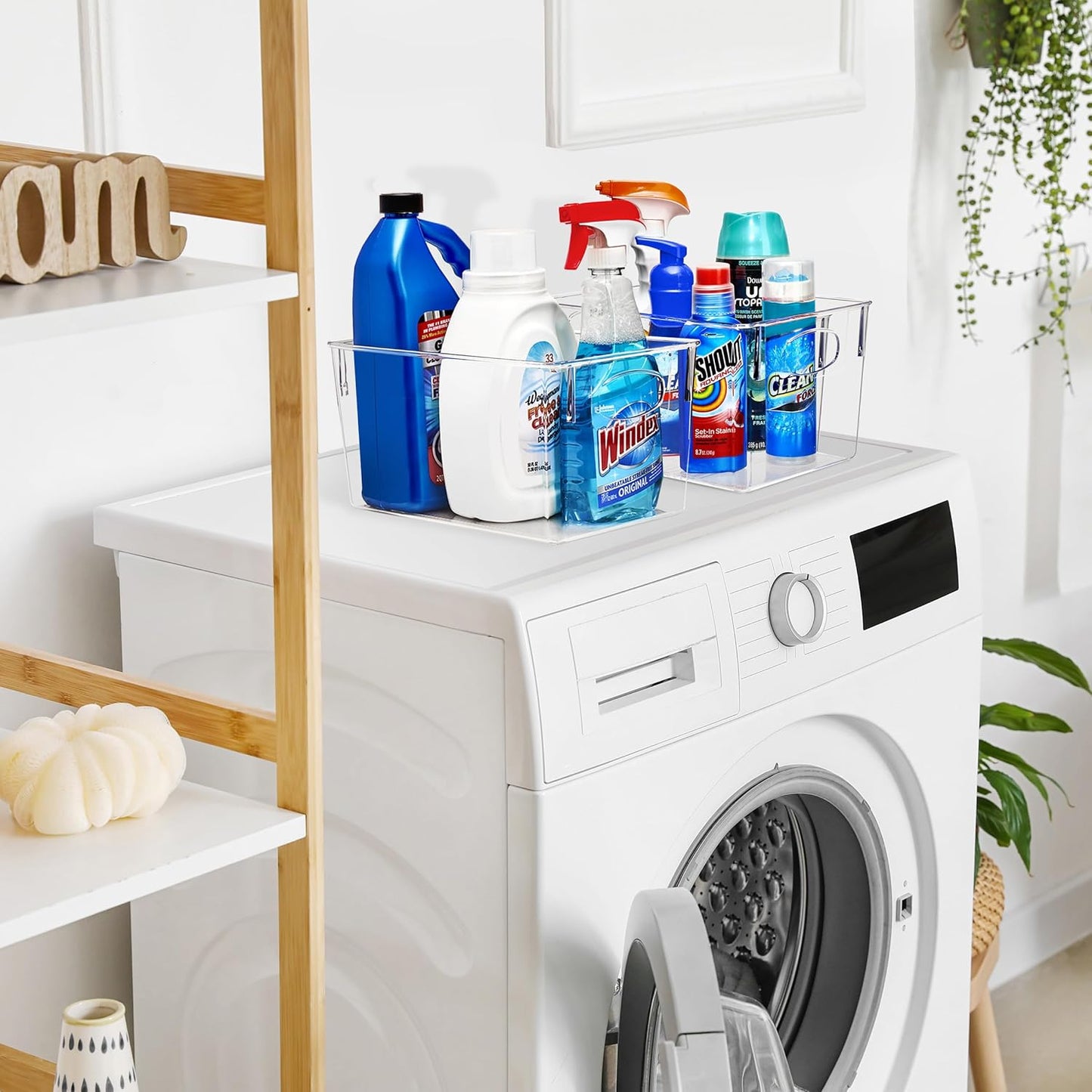 Sorbus 2 Pack Large Clear Plastic Storage Bins, Clear Organizer Bins with Handle for Kitchen, Pantry, Cabinet, Refrigerator, Craft, Toys, Clothes, Closet, Under Sink, Bathroom Organizers and Storage