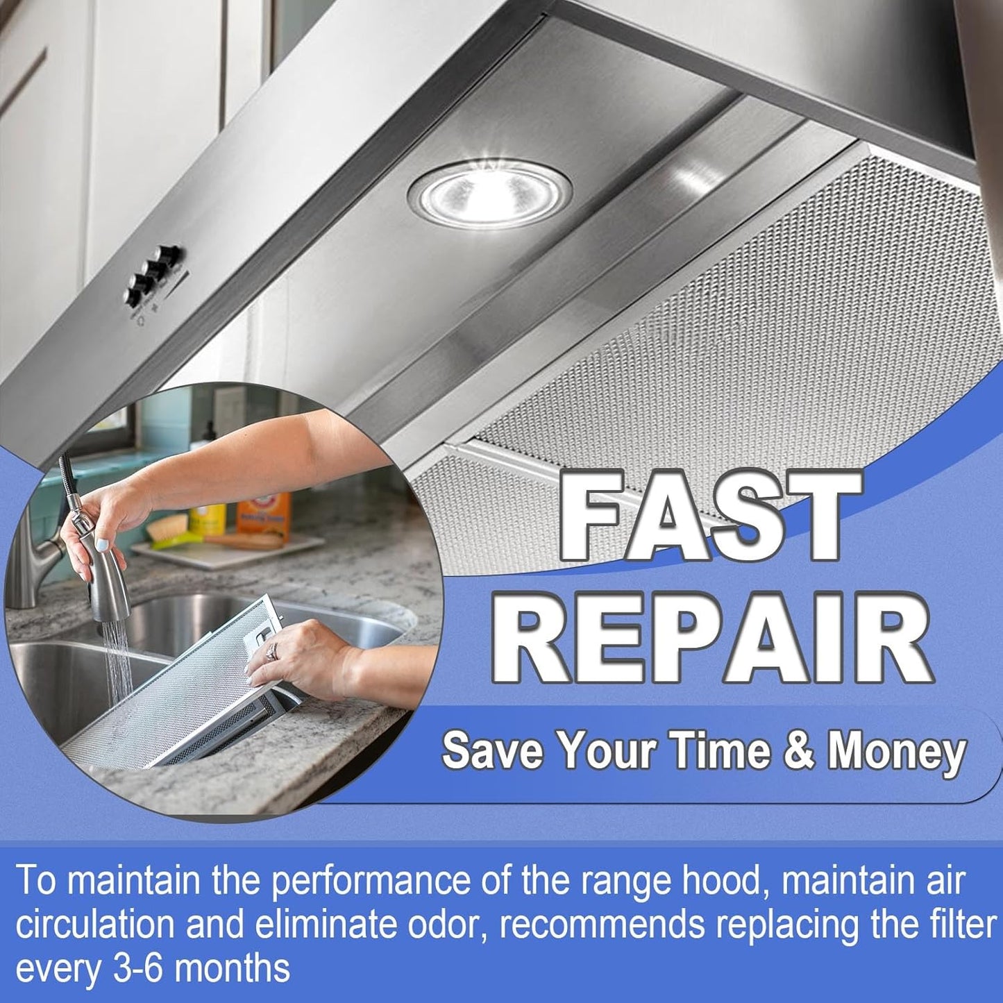 S99010430-002 Range Hood Filter 15-3/4" x 13-7/8" x 3/8", 2 Pack Aluminum Mesh Grease Range Hood Filter Compatible with Broan Nutone Kitchen Exhaust Fan Filters 4512880 99010430-002