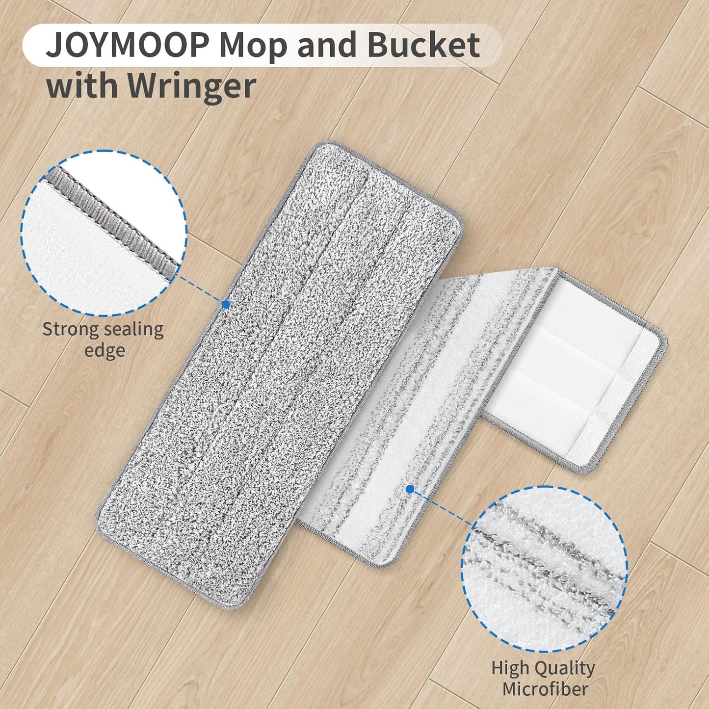 10Pcs Joymoop Mop Replacement Pads, 13 * 4.9'' Universal Mop Pads Mop Head Refills Washable Wet Mop, Compatible with Most 11-13” Size Mops