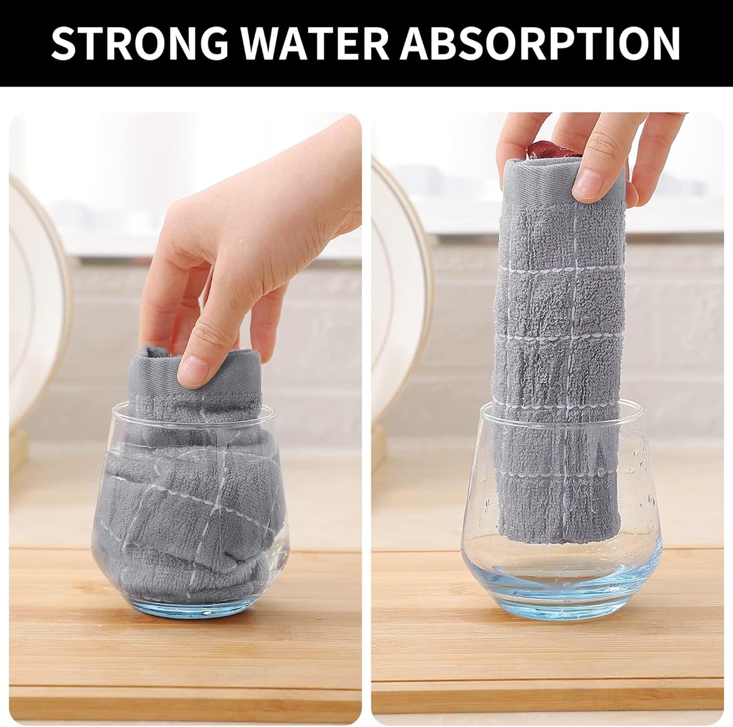 Homaxy 100% Cotton Terry Kitchen Dish Cloths, Ultra Soft and Absorbent Dish Towels for Kitchen, Suitable for Drying and Washing Dishes, 8 Pack, 12 x 12 Inches, Light Grey
