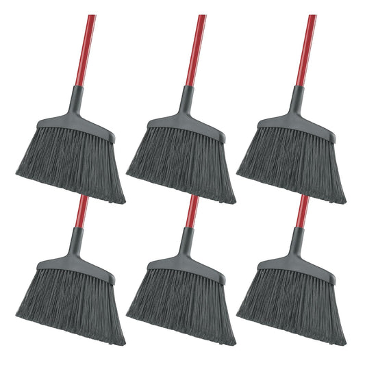 Libman Commercial 997 Wide Commercial Angle Broom, 55" Length, 15" Width, Black/Red (Pack of 6)