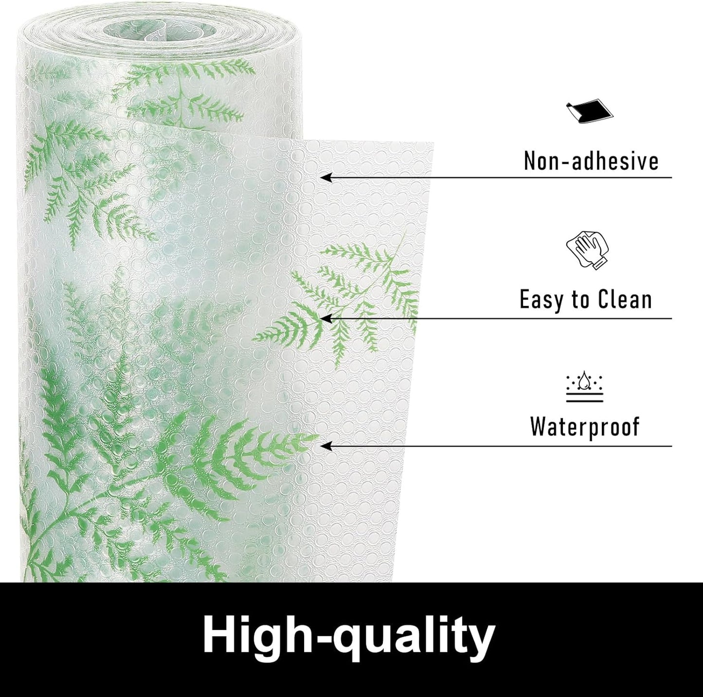 Cooyes Shelf Liners for Kitchen Cabinets Refrigerator Liners Waterproof & Oil-Proof Kitchen Cupboard Liner Drawer Mats EVA Material Non Adhesive Fridge Liner for Shelves