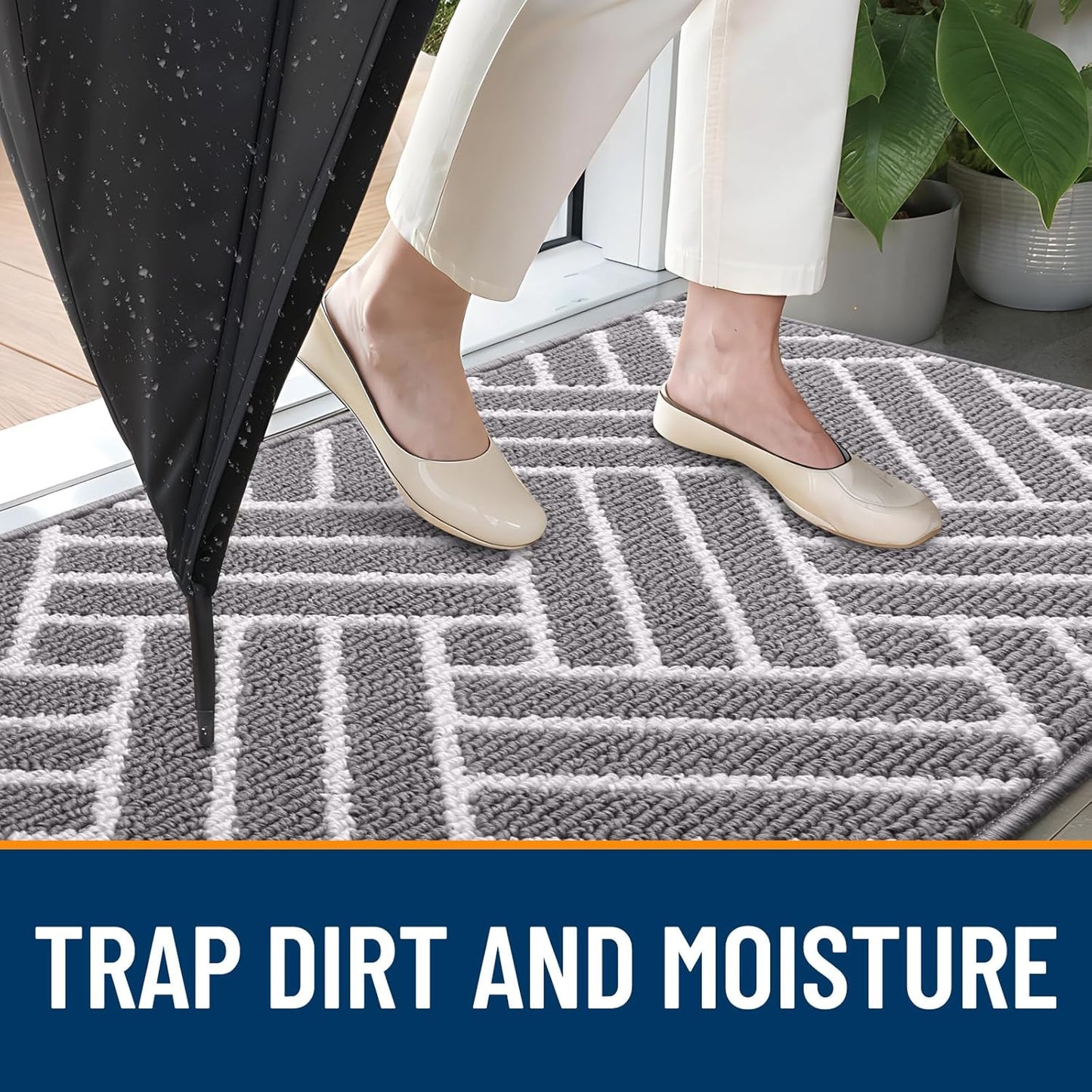 OLANLY Long Indoor Door Mat, 59x20 Inch, Dirt Resistant and Absorbent, Non-Slip Rubber Backing Floor Mats, Easy Clean Low-Profile Doormat for Entryway, Front Door, and Inside Entrance, Grey