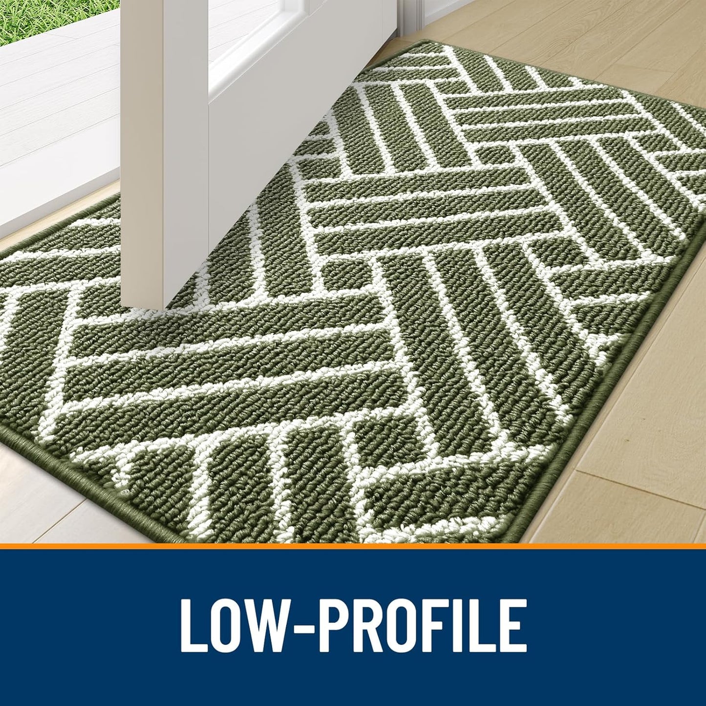 OLANLY Large Indoor Door Mat, 59x35 Inch, Dirt Resistant and Absorbent, Non-Slip Rubber Backing Floor Mats, Easy Clean Low-Profile Doormat for Entryway, Front Door, and Inside Entrance, Green