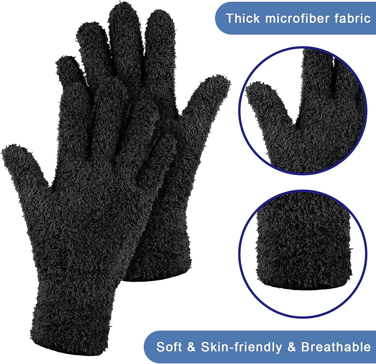 Patelai 3 Pairs Microfiber Plant Dusting Gloves Leaf Cleaning Gloves for Indoor Plants, Blinds, Furniture, House(Large,Purple, Rose Red, Black)