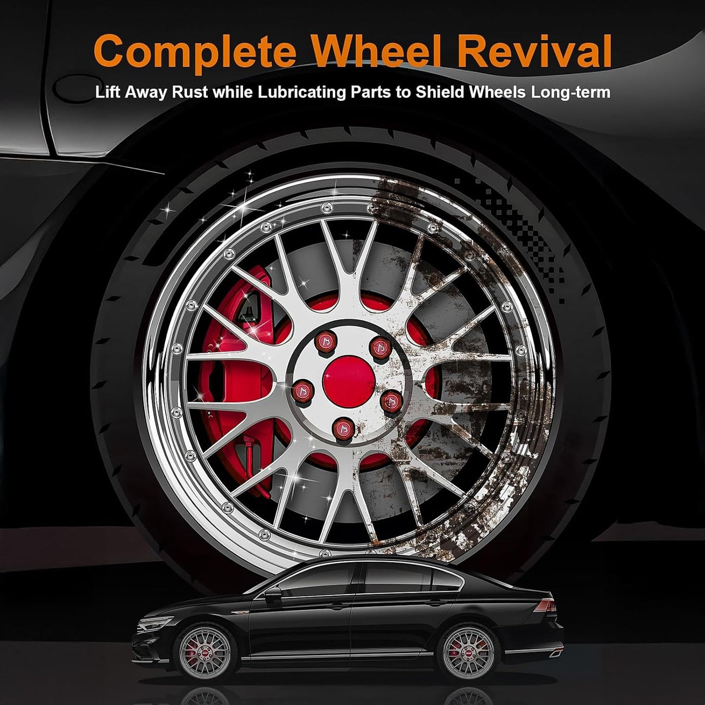 2 Pack Rust Remover Spray for Metal - 2025 Upgrade Heavy Duty Metal Cleaner for Vehicles, Tools, Chains, Iron Out Rust Stain Remover, Multi-Surface Cleaner, Fast-Acting Oxidation Remover