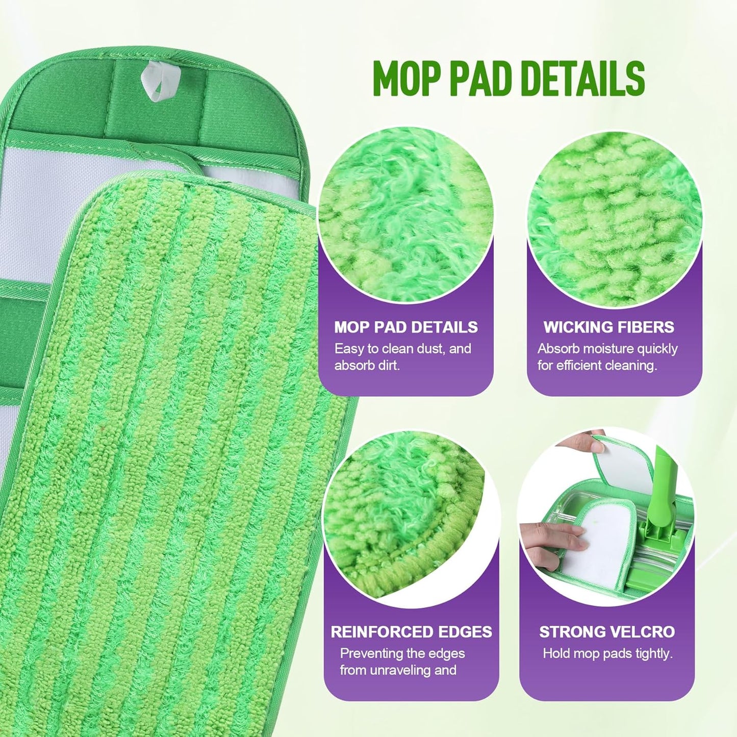 6 Pack Reusable Mop Pads for Swiffer WetJet Sweeper Mops, Microfiber Washable Floor Mop Refills Wet and Dry Use Replacement Pads for Hardwood, Tile, Laminate Floor Cleaning