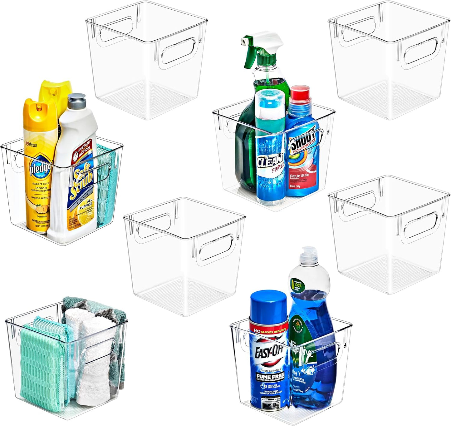Sorbus 8 Pack Small Clear Plastic Storage Bins, Clear Organizer Bins with Handle for Kitchen, Pantry, Cabinet, Refrigerator, Craft, Toys, Clothes, Closet, Under Sink, Bathroom Organizers and Storage