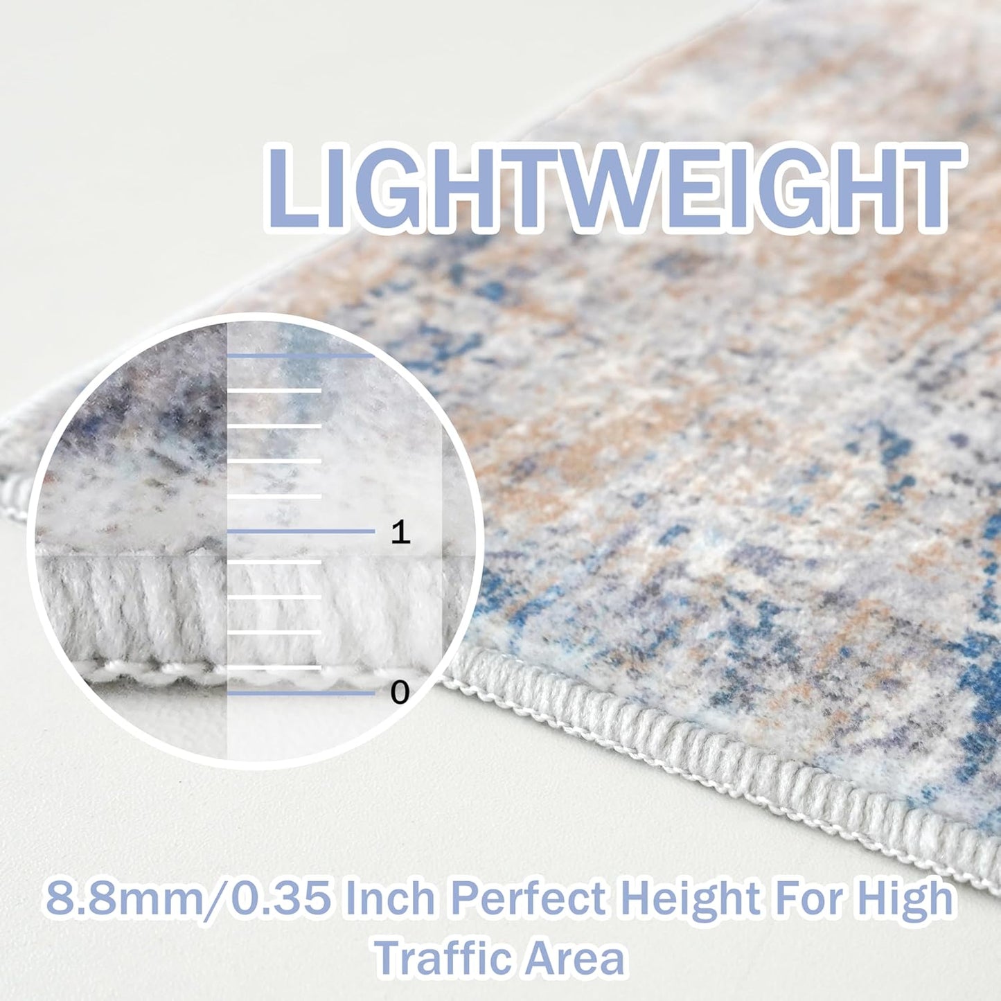 IOHOUZE Abstract Runner Rug 2x6 Ft Washable Runners for Hallways, Non Slip Kitchen Runner Printed Faux Wool Entryway Runner Indoor, Modern Abstract Floor Carpet for Hall Bedroom, Blue Rust