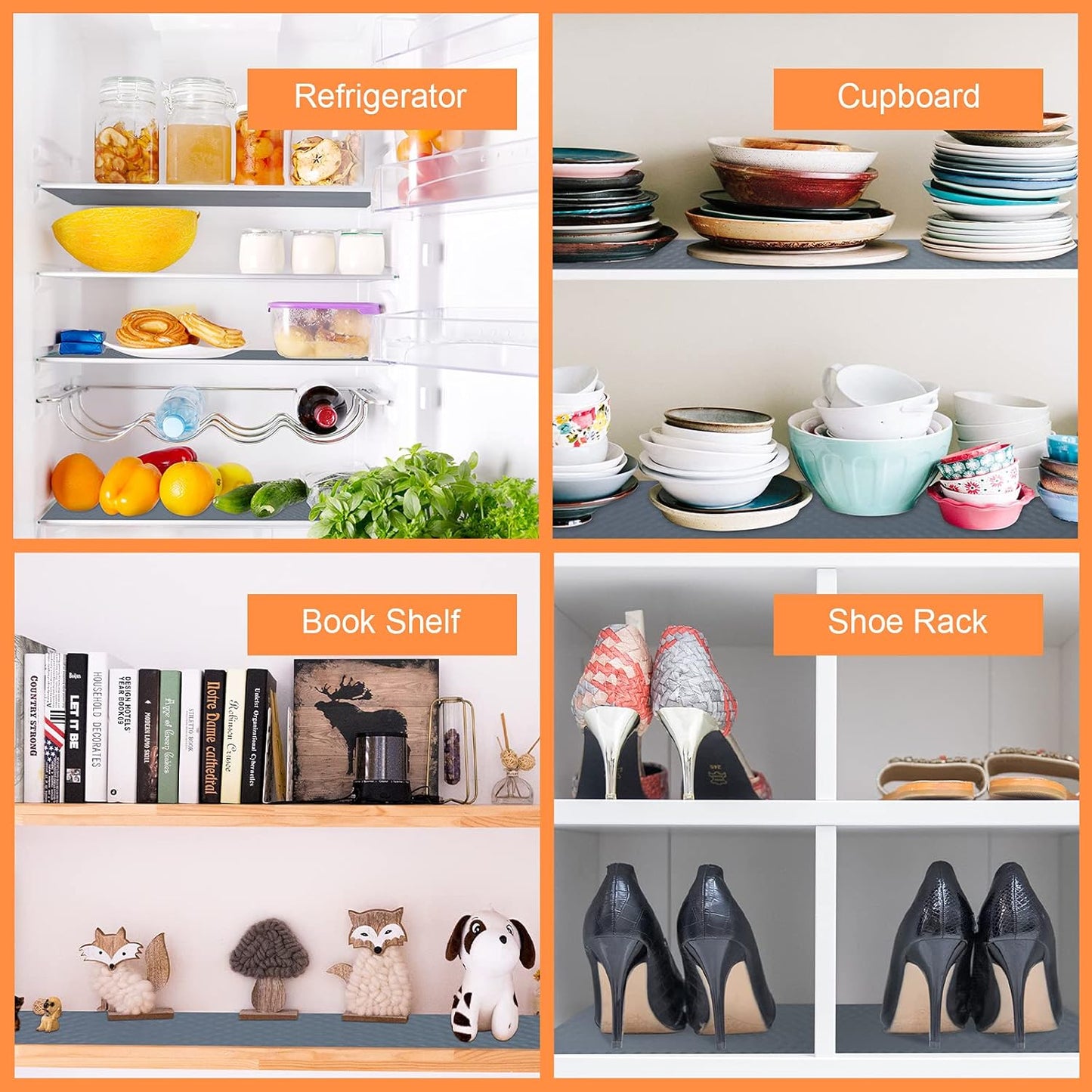 Shelf Liners for Kitchen Cabinets Refrigerator Liners Waterproof & Oil-Proof Kitchen Cupboard Liner Non-Slip Drawer Mats EVA Material Non Adhesive Fridge Mats for Shelves 23.6 x 78.7 Inches