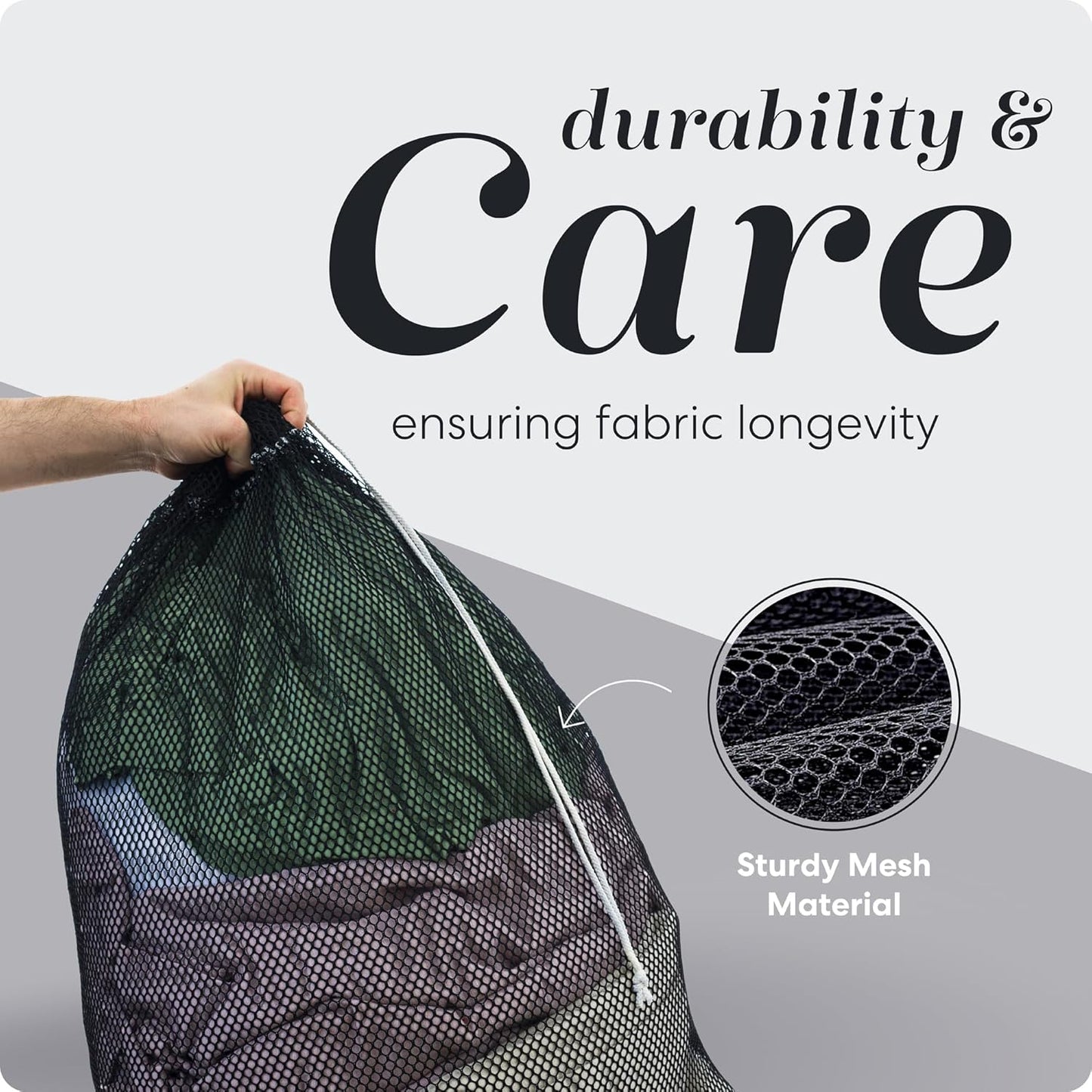 Handy Laundry Mesh XL Laundry Bags - Pack of 2 - Large 24" x 36" - Durable, Machine Washable with Secure Drawstring Closure - Perfect for College Dorms, Laundromats, Apartments (Black)