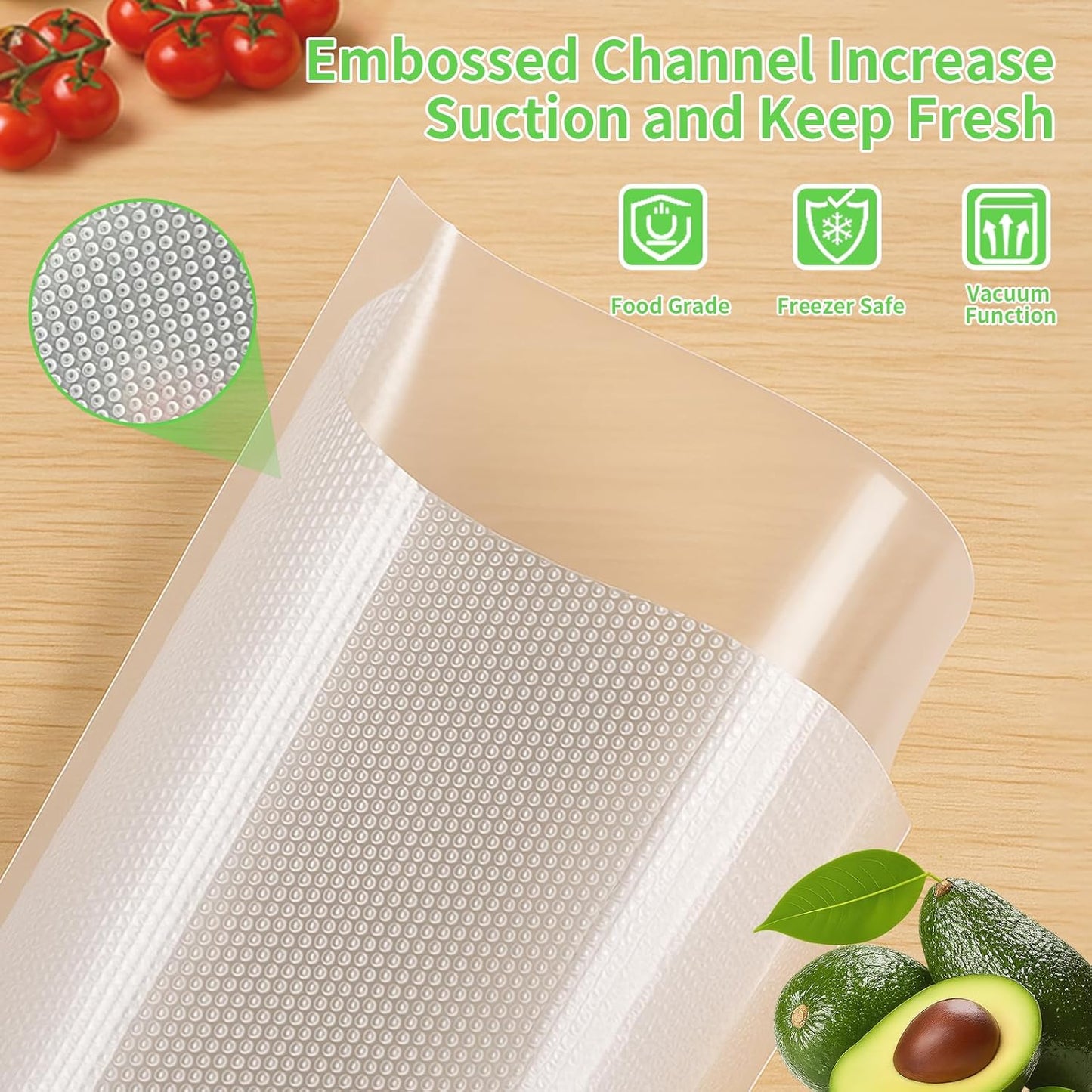 MakMeFre 300 Bags 100 of Each Size Plus Quart 10"x13" and Quart 8"x12" and Pint 6"x10" BPA Free Sous Vide Seal a Meal Commercial Grade Vacuum Seal PreCut Combo Pack Bag