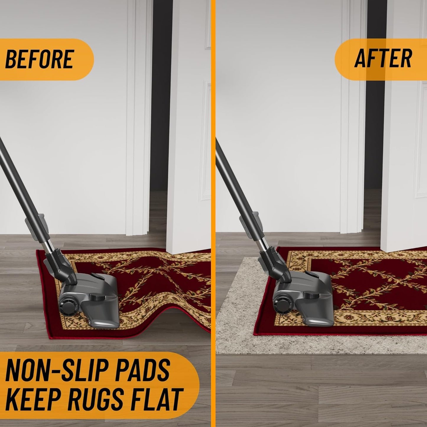 Ottomanson 7'8" x 9' Non-Slip Rug Pad Gripper 1/12 Inch Ultra Thin Dual Surface Felt + Rubber Gripper - Safe for All Floors, Cream