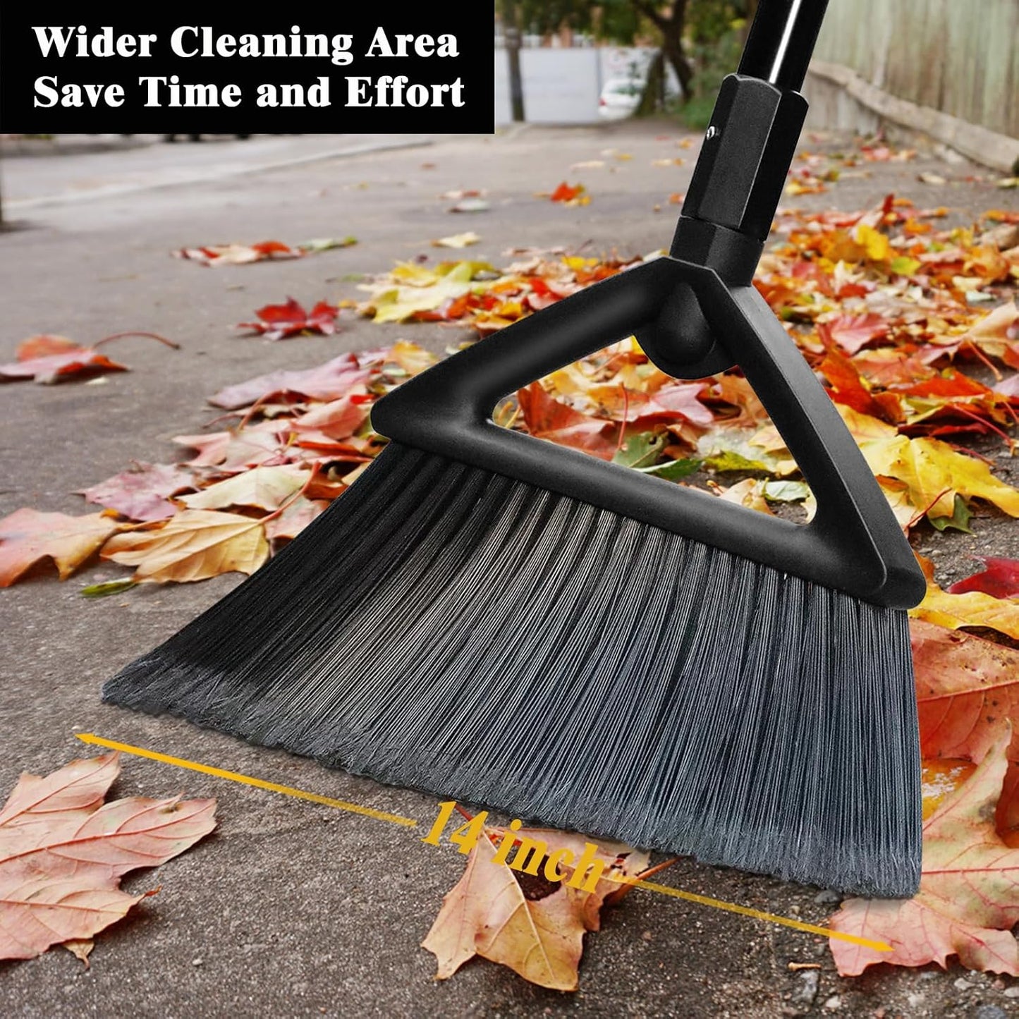 Heavy Duty Broom Outdoor Indoor, Upgraded Commercial Angle Brooms, Black Broom for Sweeping House, Restaurant, Kitchen, Garage, Courtyard