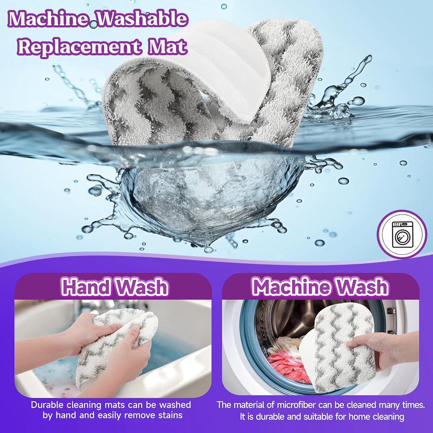 8 Pack Reusable Mop Replacement Pads Compatible for Swiffer PowerMop Spray Mop, Dry Wet Mopping Cloths for 13-15in Mop, Floor Cleaner Mop Pads for Swiffer (Not with Mop)