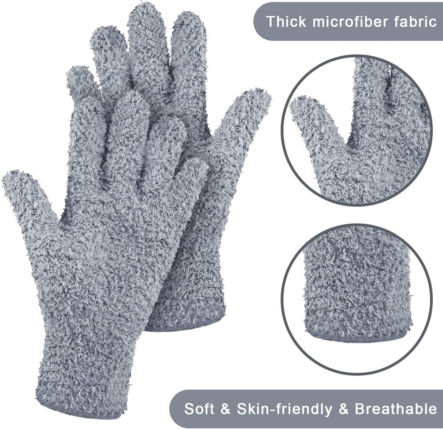 Patelai 3 Pairs Microfiber Plant Dusting Gloves Leaf Cleaning Gloves for Indoor Plants, Blinds, Furniture, House(Medium,Black, White, Gray)