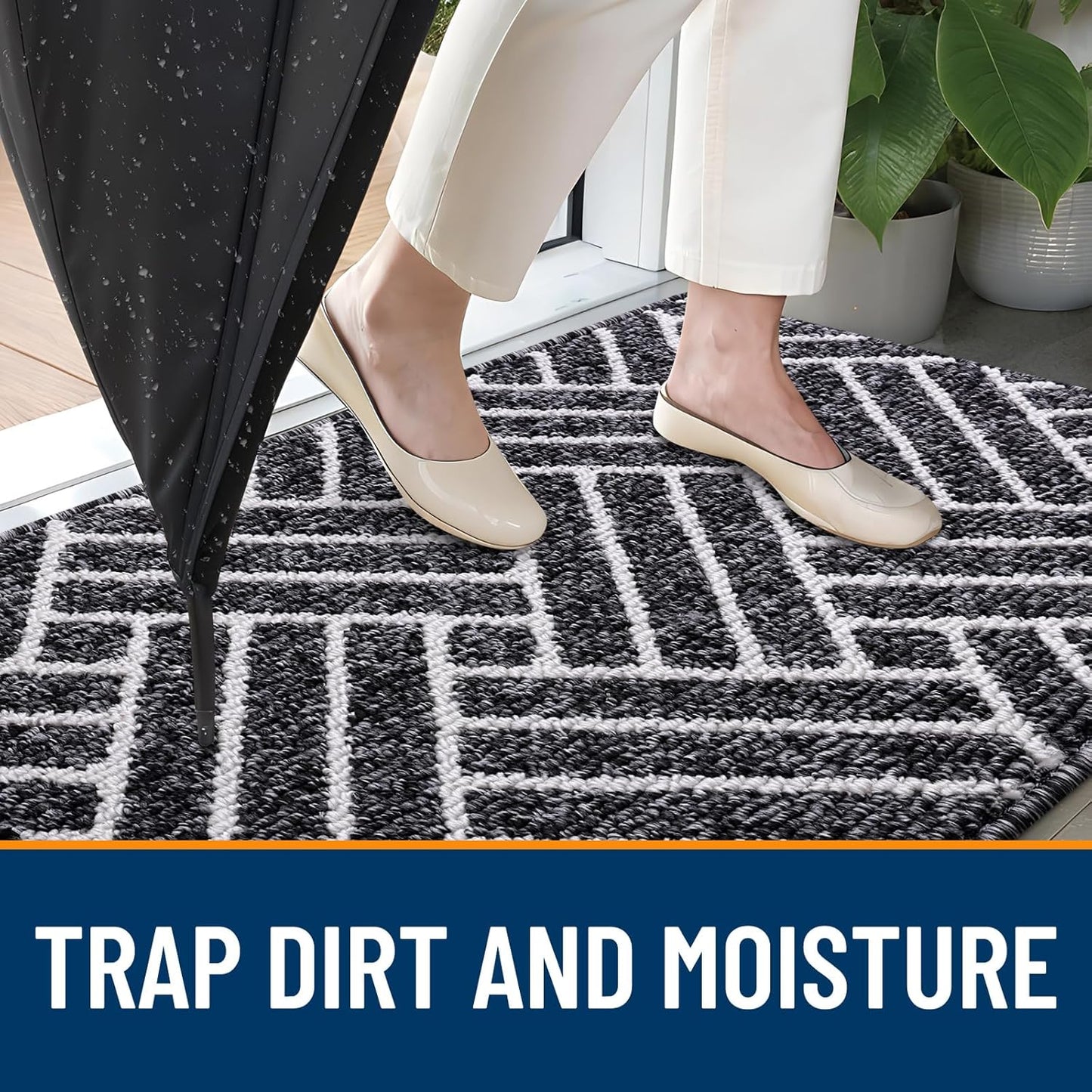 OLANLY Indoor Door Mat, 40x32 Inch, Dirt Resistant and Absorbent, Non-Slip Rubber Backing Floor Mats, Easy Clean Low-Profile Doormat for Entryway, Front Door, and Inside Entrance, Black