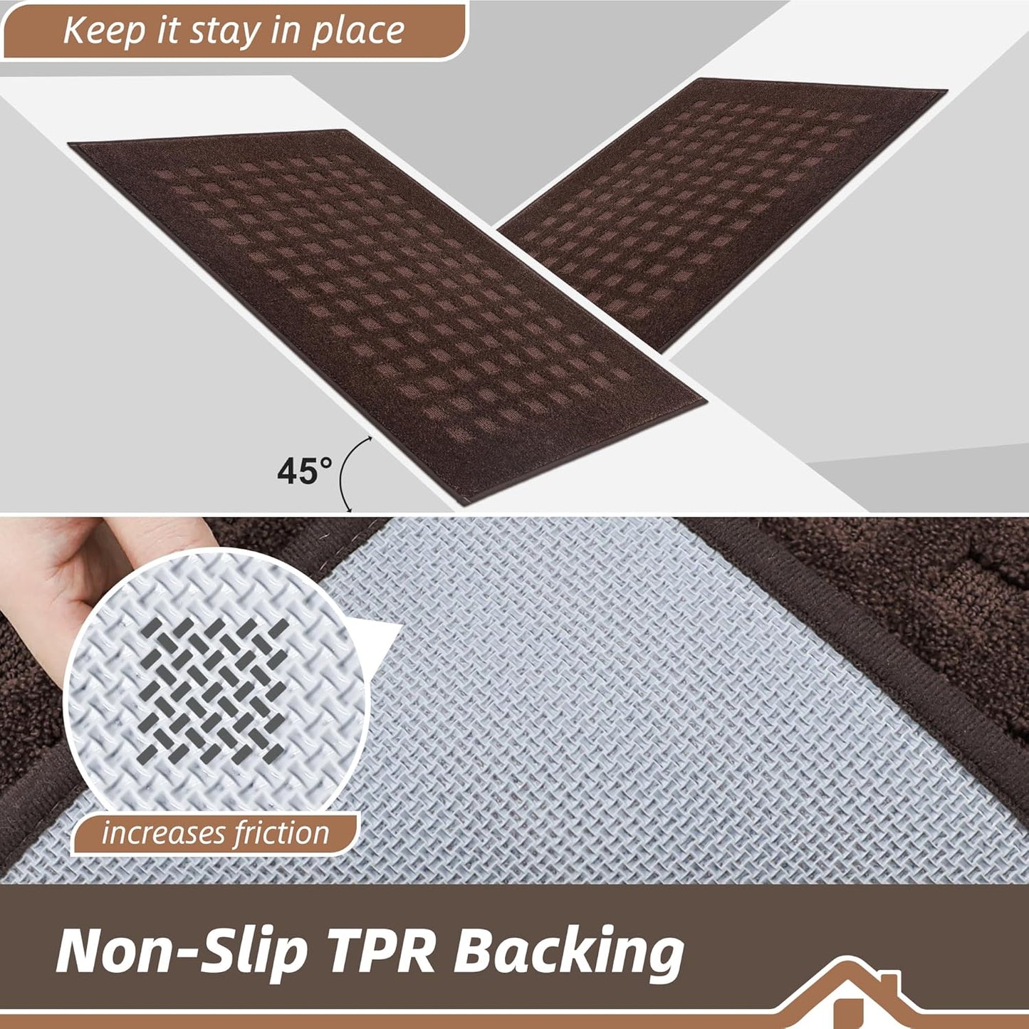 BEQHAUSE Waffle Door Mats Indoor 20"x32", Dog Mat for Muddy Paws Absorbent and Dirt Resist Floor Mats Non-Slip Washable Rugs for Entryway, Welcome Mat for Front Back Door, Muddy Wet Shoes, Dark Brown