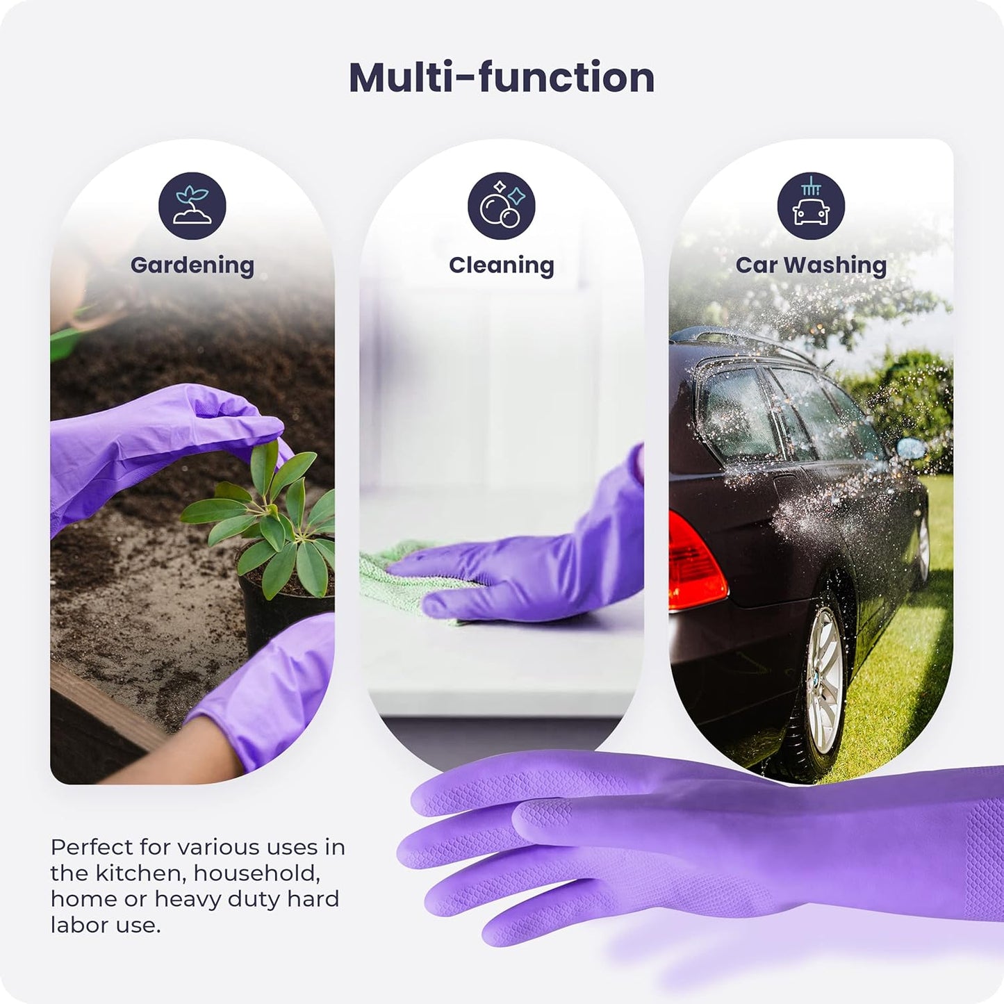 FMP Brands 3/6/12/60 Pairs Cleaning Gloves, Waterproof Rubber Gloves for Washing Dishes, Non-Slip Latex Dishwashing Gloves