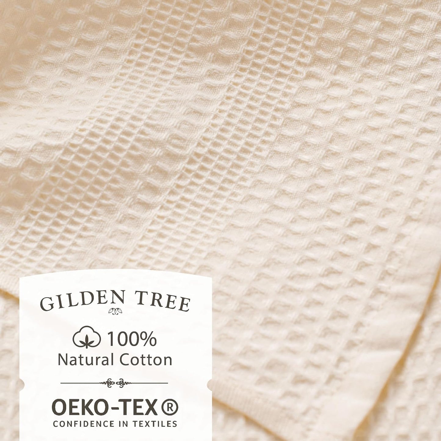 GILDEN TREE Waffle Towel Set Quick Dry Thin | 2 Bath Towels | 2 Hand Towels | 2 Washcloths, Classic Style (Cream)