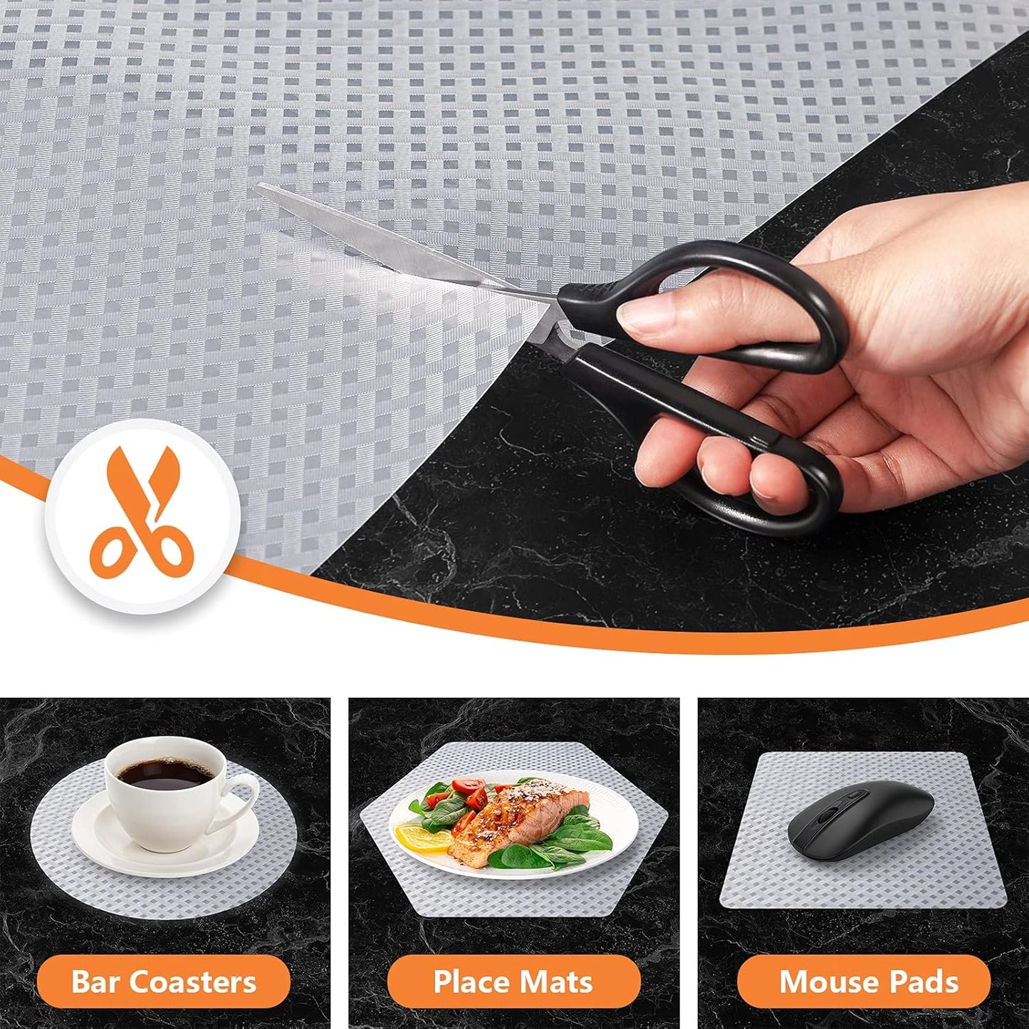 Shelf Liners for Kitchen Cabinets Refrigerator Liners Waterproof & Oil-Proof Kitchen Cupboard Liner Non-Slip Drawer Mats EVA Material Non Adhesive Fridge Liner for Shelves Diagonal Pattern Clear