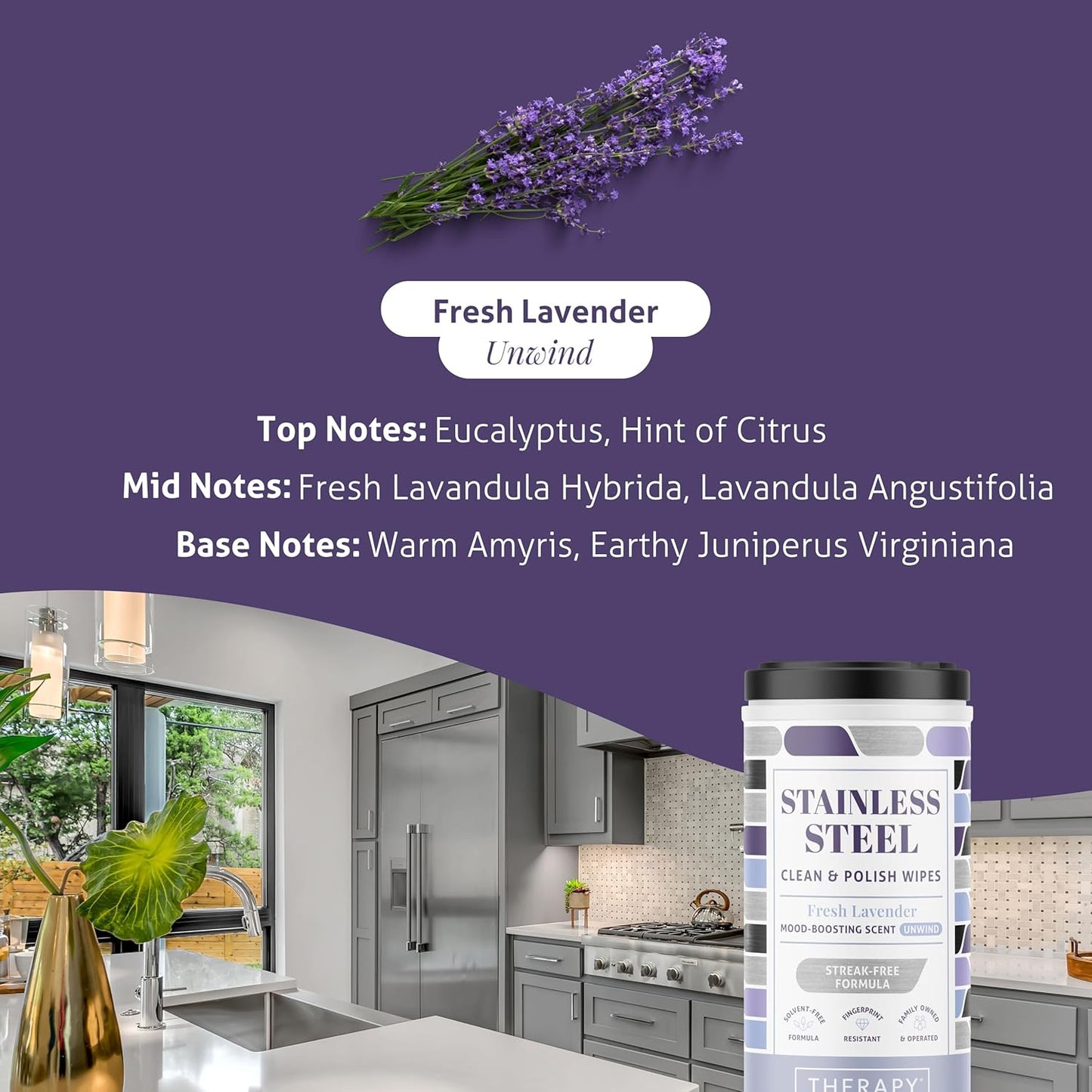 Therapy Stainless Steel Wipes, 30 Count (2 Pack) - Appliance Cleaner for Fridge, Dishwasher, Oven, Stove, Sink, Microwave, and More - Removes Smudges, Fingerprints, and Leaves a Streak-Free Shine